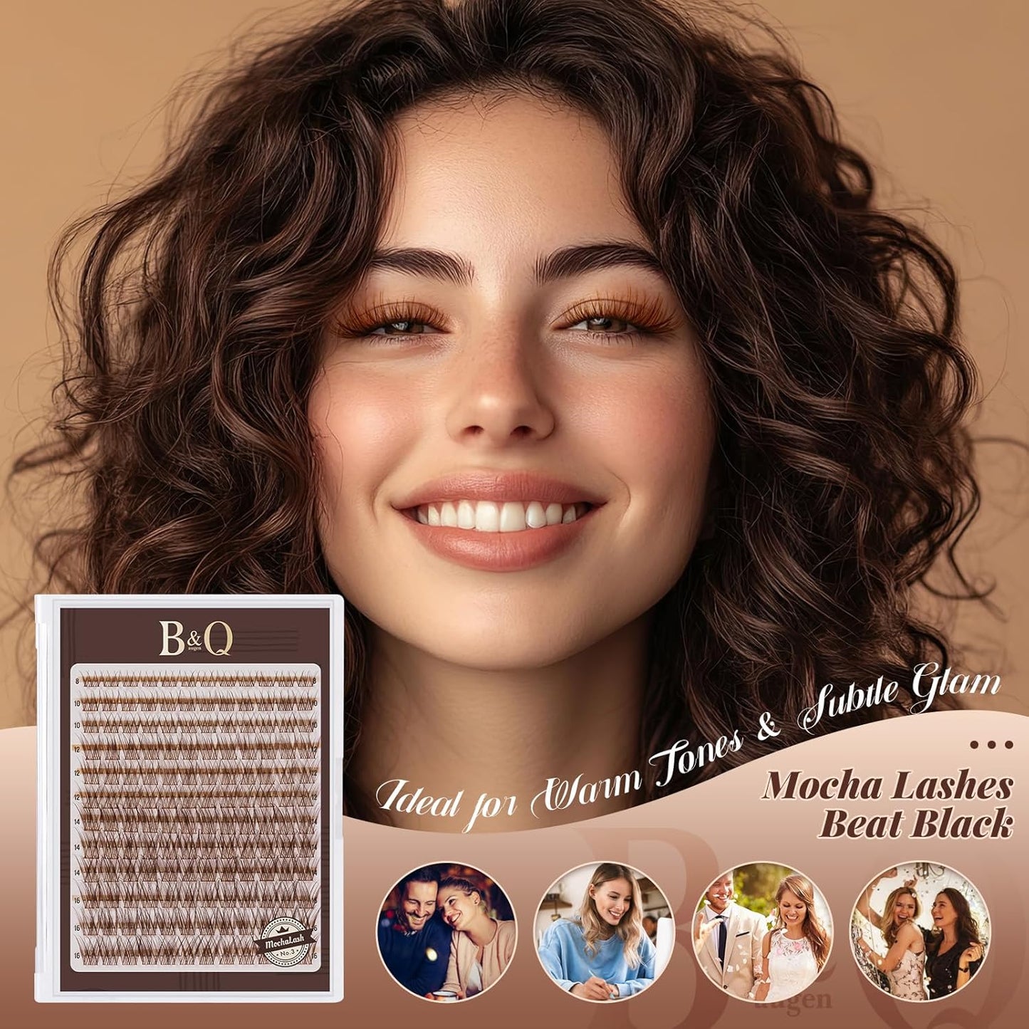 Brown Lash Clusters - Soft Eyelash Extensions for Light Hair | Comfortable MochaLash Eyelashes for All Occasions