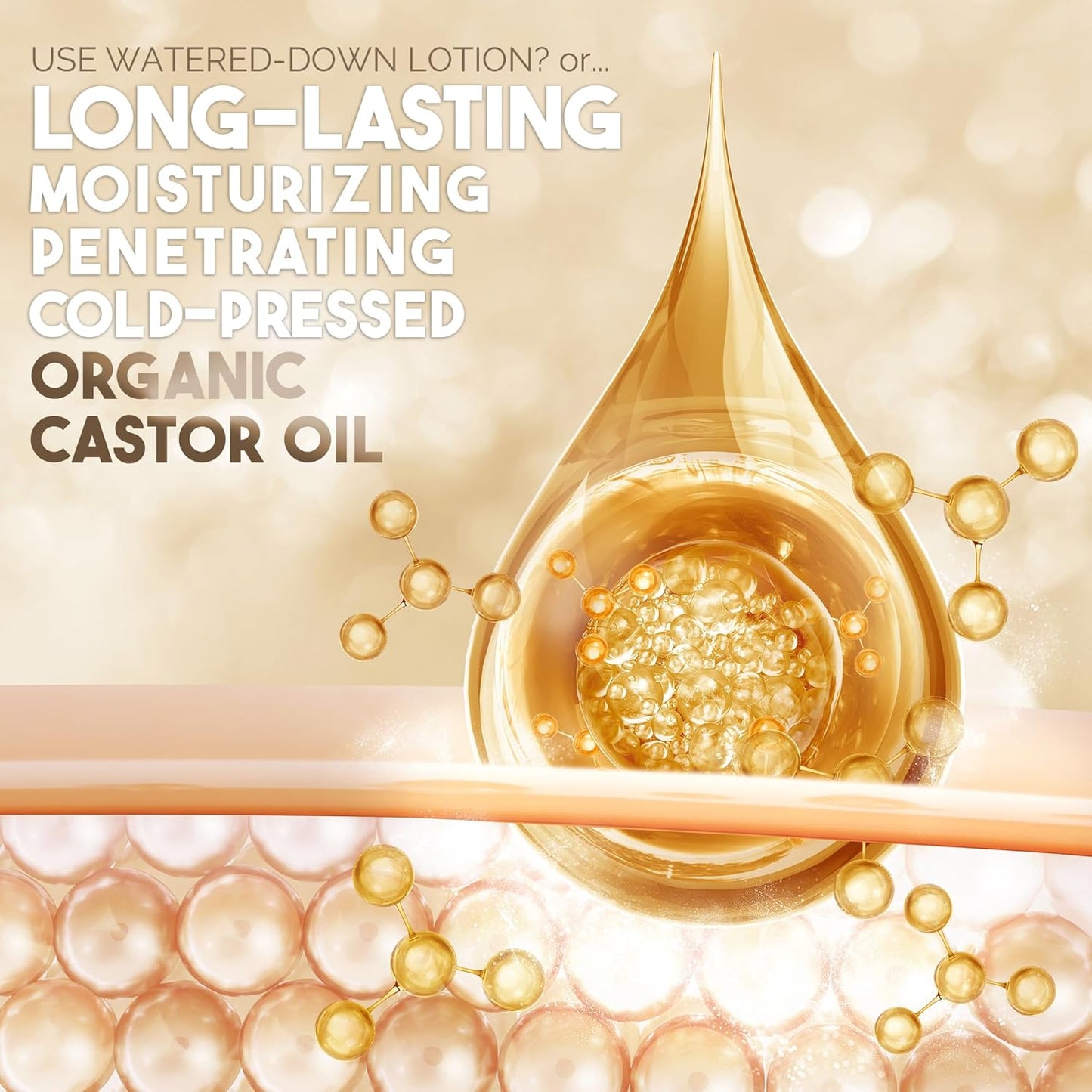 Organic Castor Oil for Skin Hydration - 100% Pure, Cold Pressed, Hexane Free | 16 oz Glass Bottle for Hair & Eyelashes Growth
