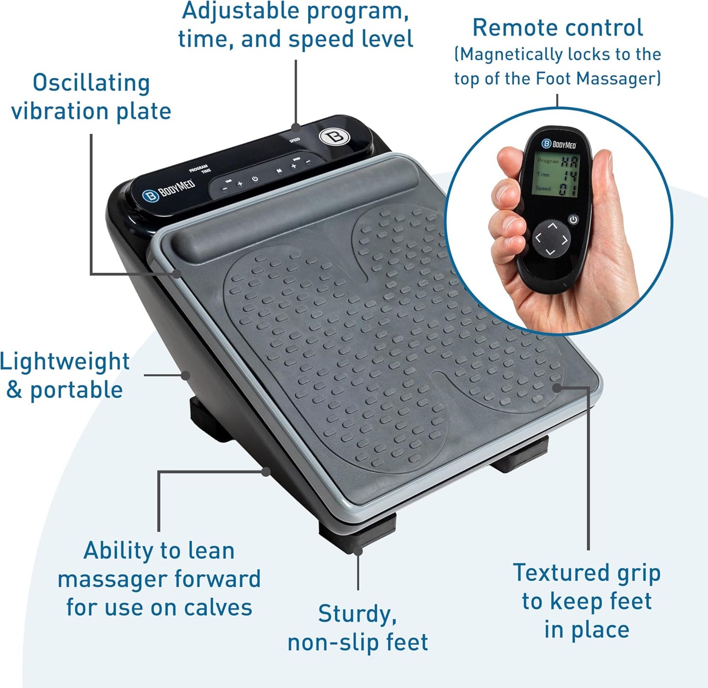 BodyMed Foot Massager - Deep Tissue Vibration Therapy for Neuropathy & Plantar Fasciitis | Remote Control, At-Home Relief