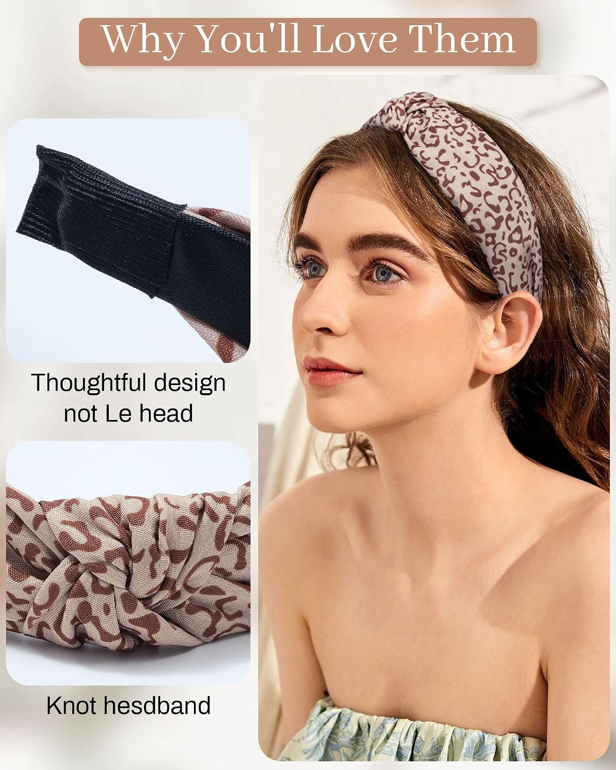 Knotted Headbands for Women - Non-Slip Top Knot Turban Hair Wraps | Comfortable Yoga Hair Accessories (Neutral Mix)