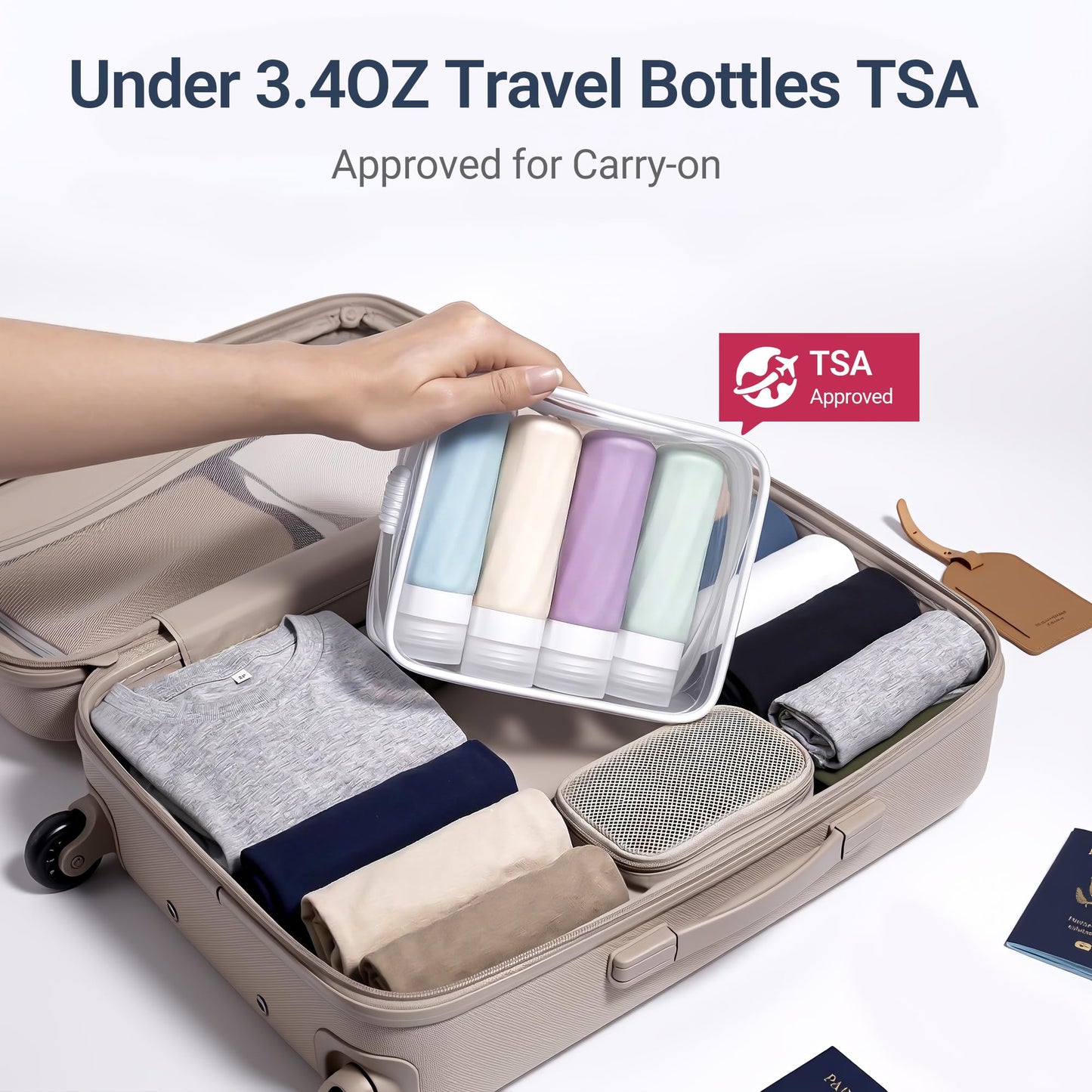 Xictuwey 16 Pack Travel Bottles for Toiletries, TSA Approved 3oz Leak Proof Refillable Silicone Squeezable Containers Kit for Shampoo Lotion Conditioner with Toiletry Bag