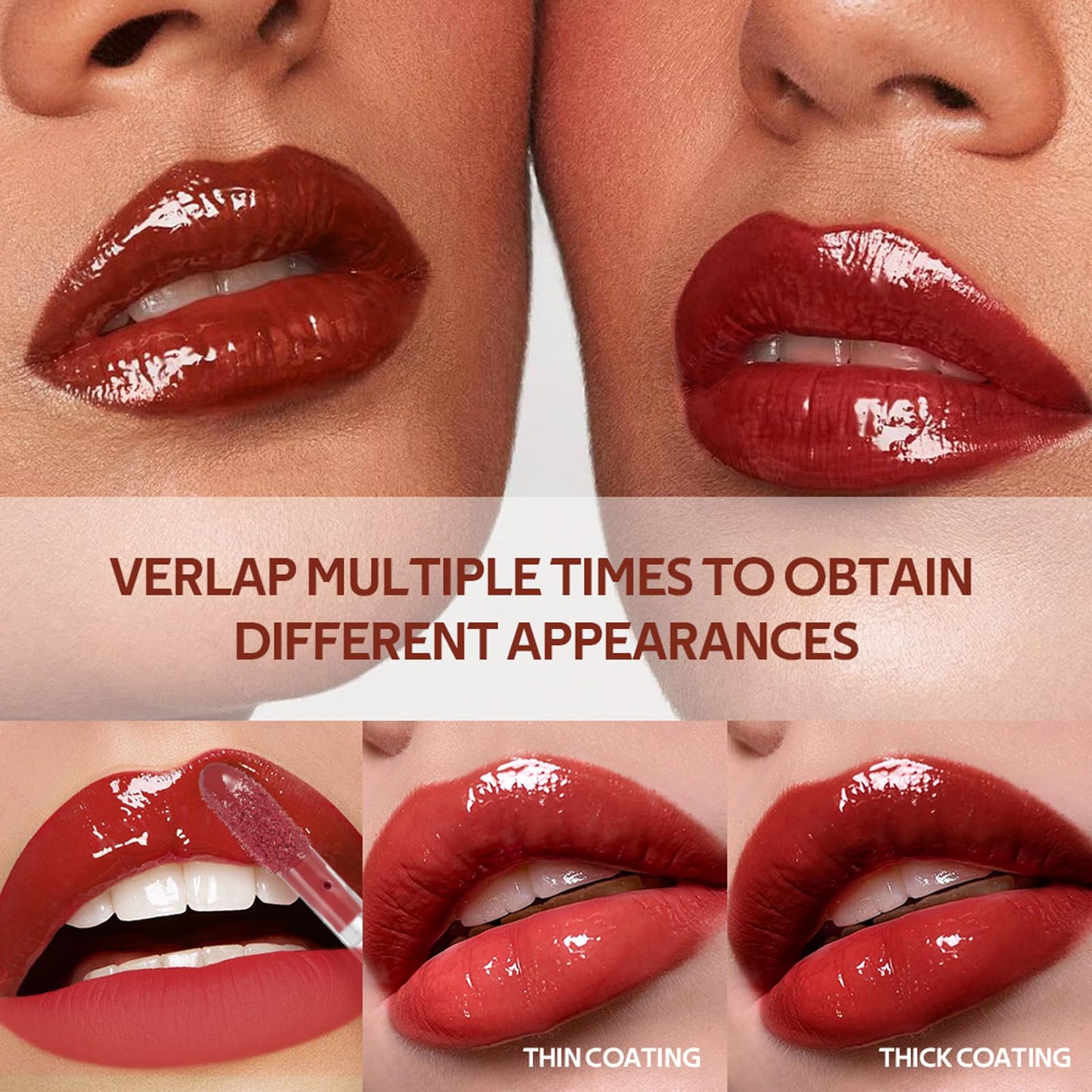 LIP VB Hydrating Gloss Stain – Lip Tint Gloss with 12HR Hydration Long-Lasting Moisture & Shine, Smooth Lip Stain with Glossy Finish, Non-Sticky, Rich Color for All Skin Tones (#5 FIERY BLAZE TINT, 1)