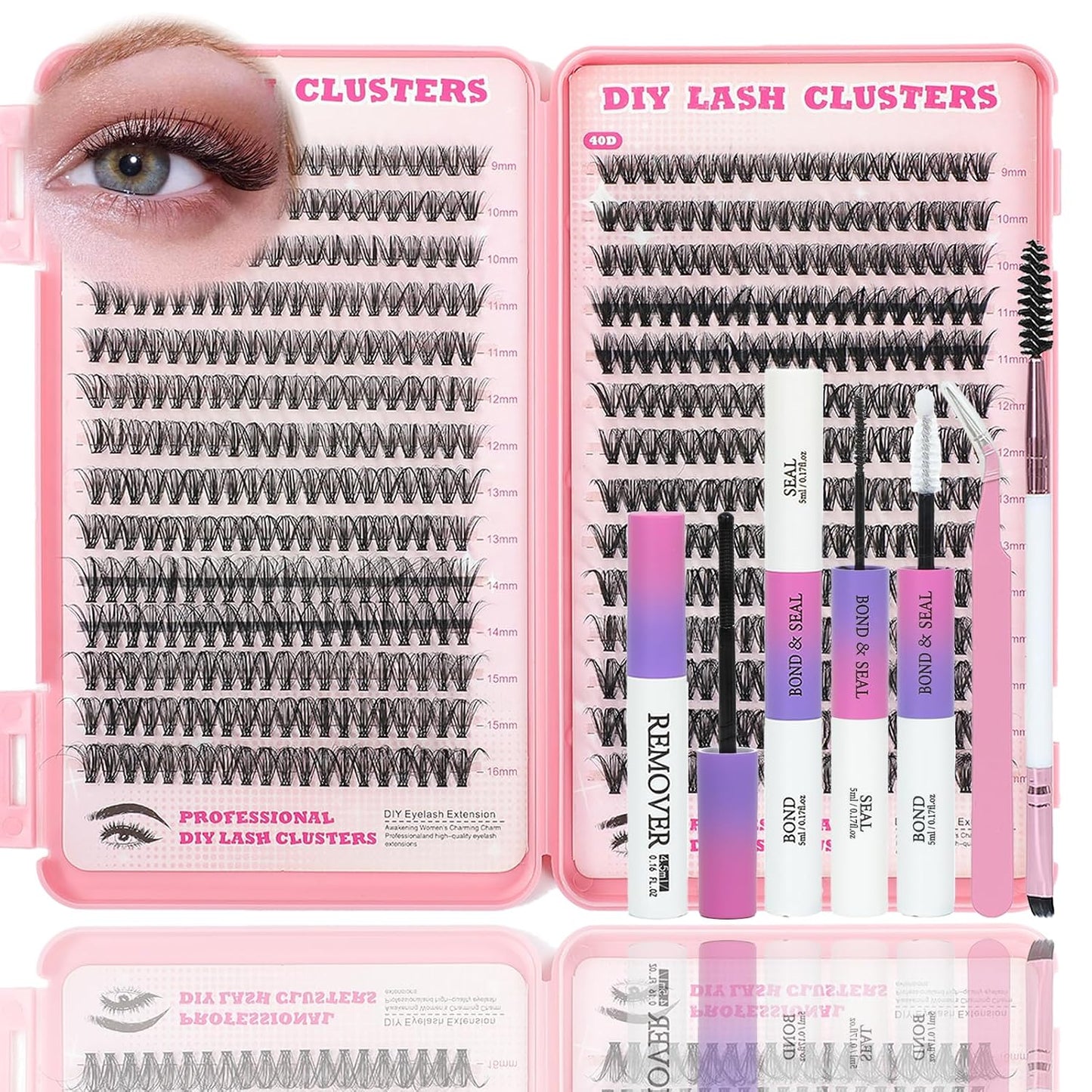 Eyelash Clusters Kit - 560 Pcs Fluffy D Curl Individual Lash Extensions | 9-16mm Length