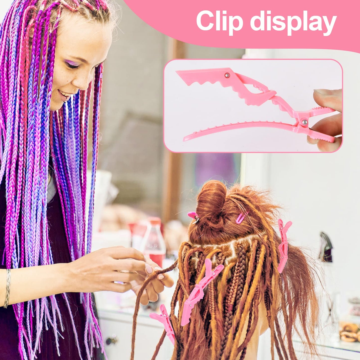 SWEET VIEW Crochet Needles for Hair With Edge Brush, Bristle Brush, Rat Tail Comb, Gator Clips, Latch Hook for Hair