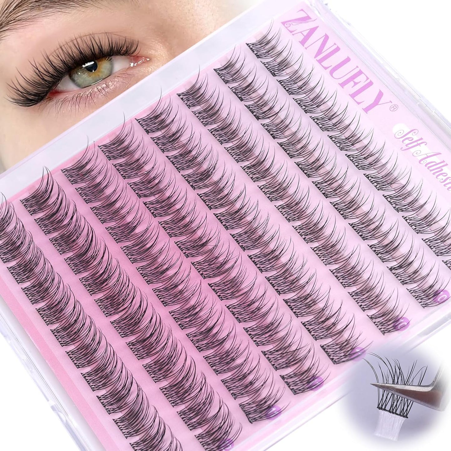 Self-Adhesive Eyelash Clusters - Natural Wispy C-Curl Pre-Glued Lashes | 10-16MM Individual Extensions