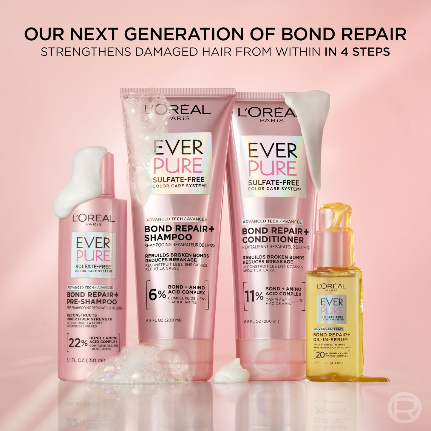 L'Oreal Paris Bond Repair+ Hair Oil-in-Serum, Heat Protectant to Strengthen Damaged, Color-Treated Hair, Provides Intense Shine and Frizz Control, EverPure, 1.6 Fl Oz (Packaging May Vary)