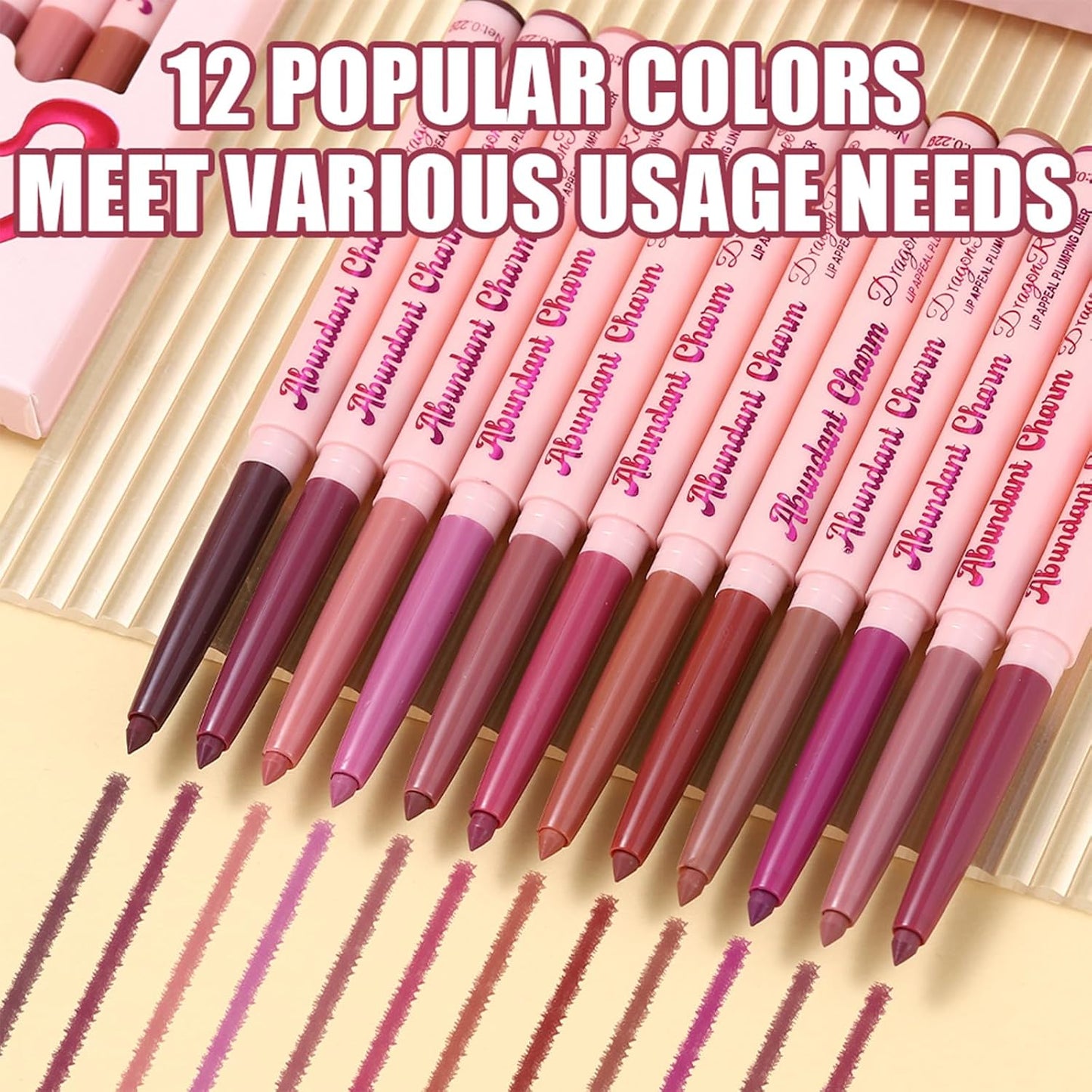 Dulele 12 Colors Matte Lip Liner Set - Smooth, Long-Lasting Waterproof Lip Liners | Ultra-Fine Brown, Pink, Red Shades for Daily Makeup