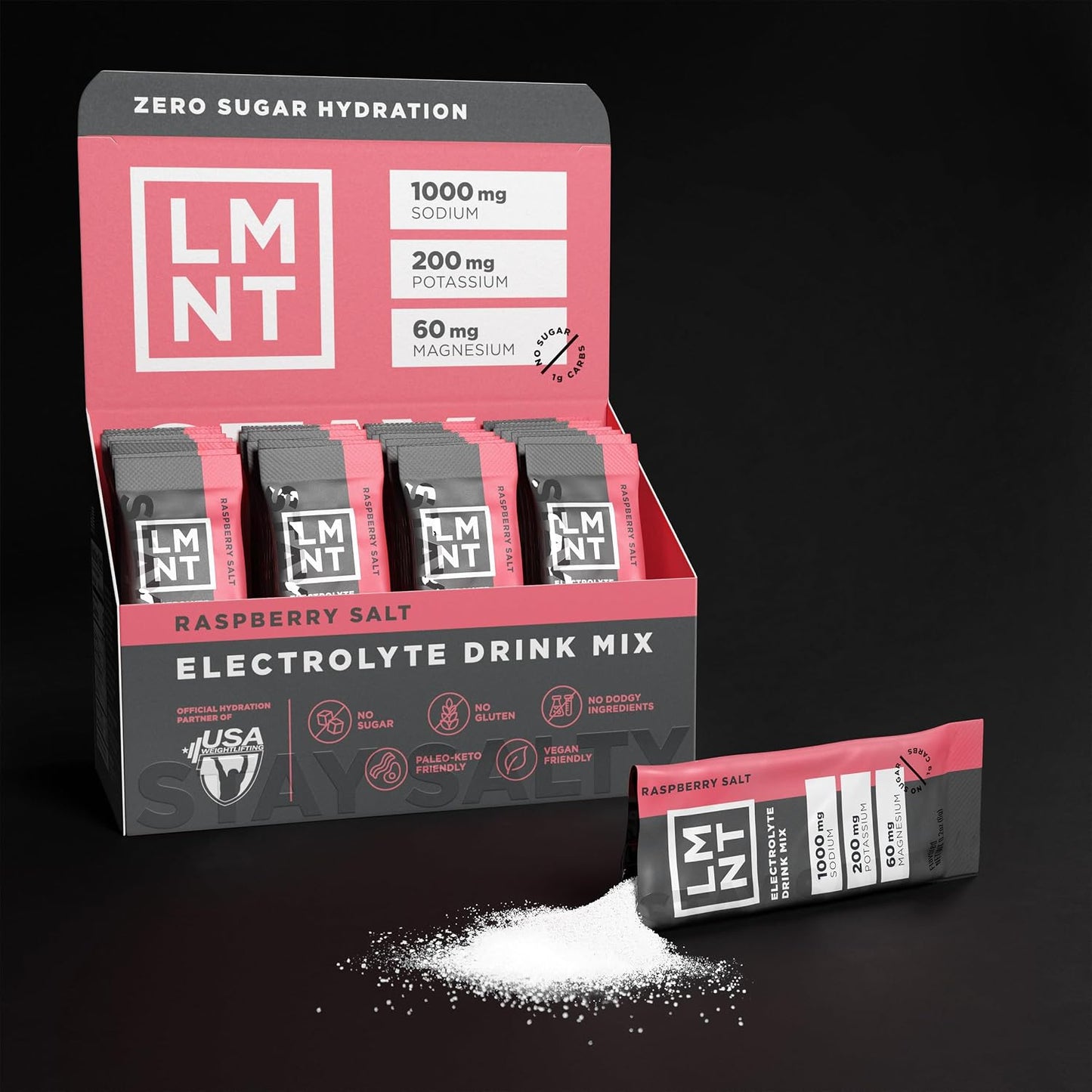 Zero Sugar Electrolyte Drink Mix - Raspberry Salt | 30-Count Pack
