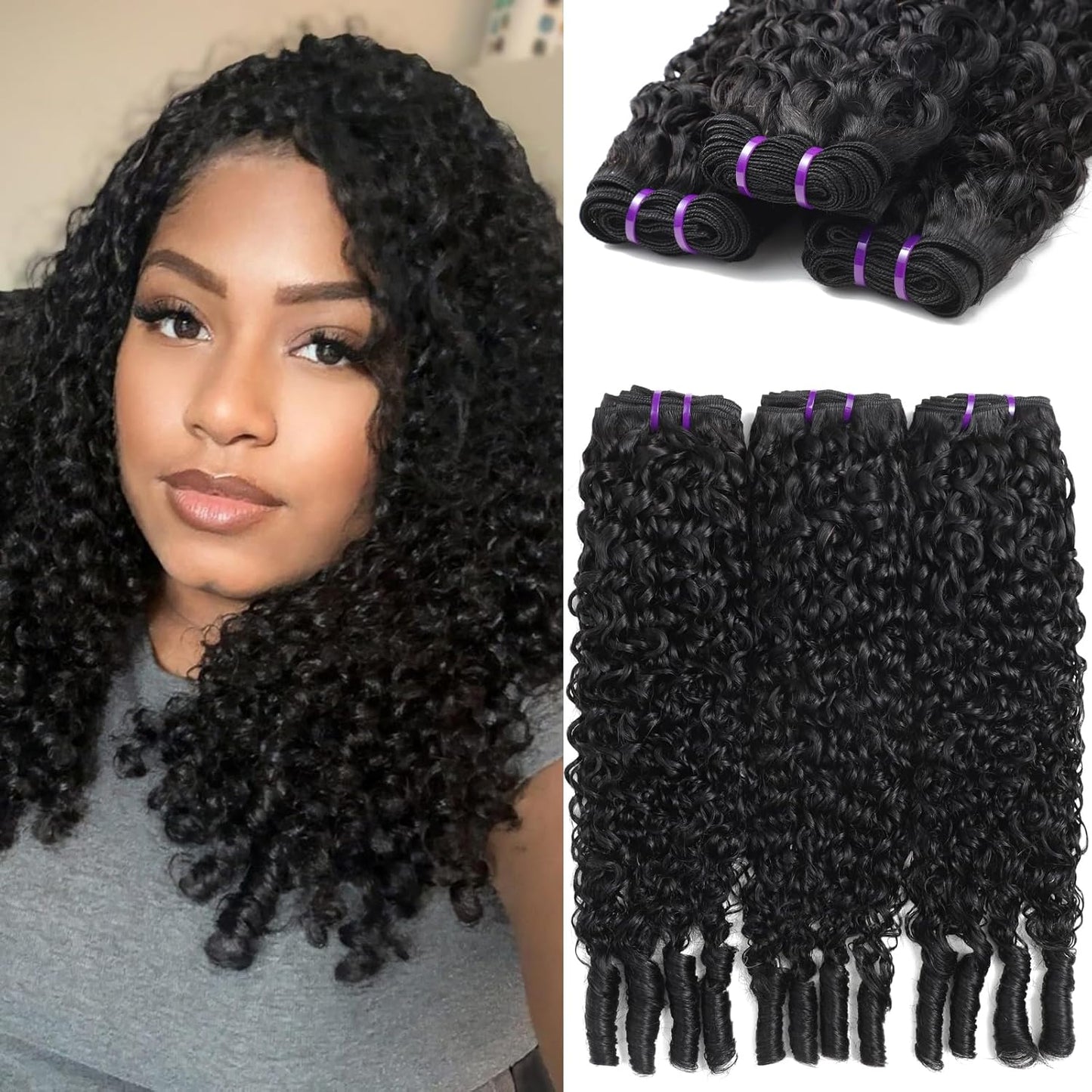 Burmese Curly Hair Bundles - 100% Unprocessed Virgin Remy Hair | 20, 22, 24 Inch Natural Color Extensions for Women