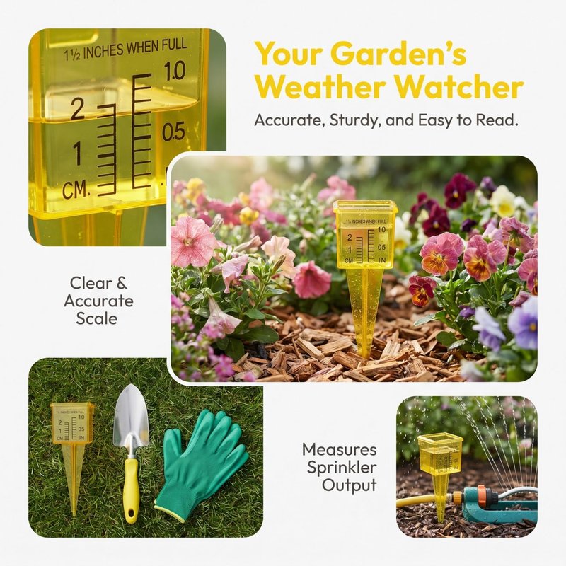 Housoutil 1.5 Inch Rain Gauge Sprinkler, 4PCS Rain Sprinkler GaugeOutdoor, Lawn Water Gauge, Measuring Tool for Accurate Rainfall Monitoring, Precision Measuring Cups for Garden Yard Grass Watering