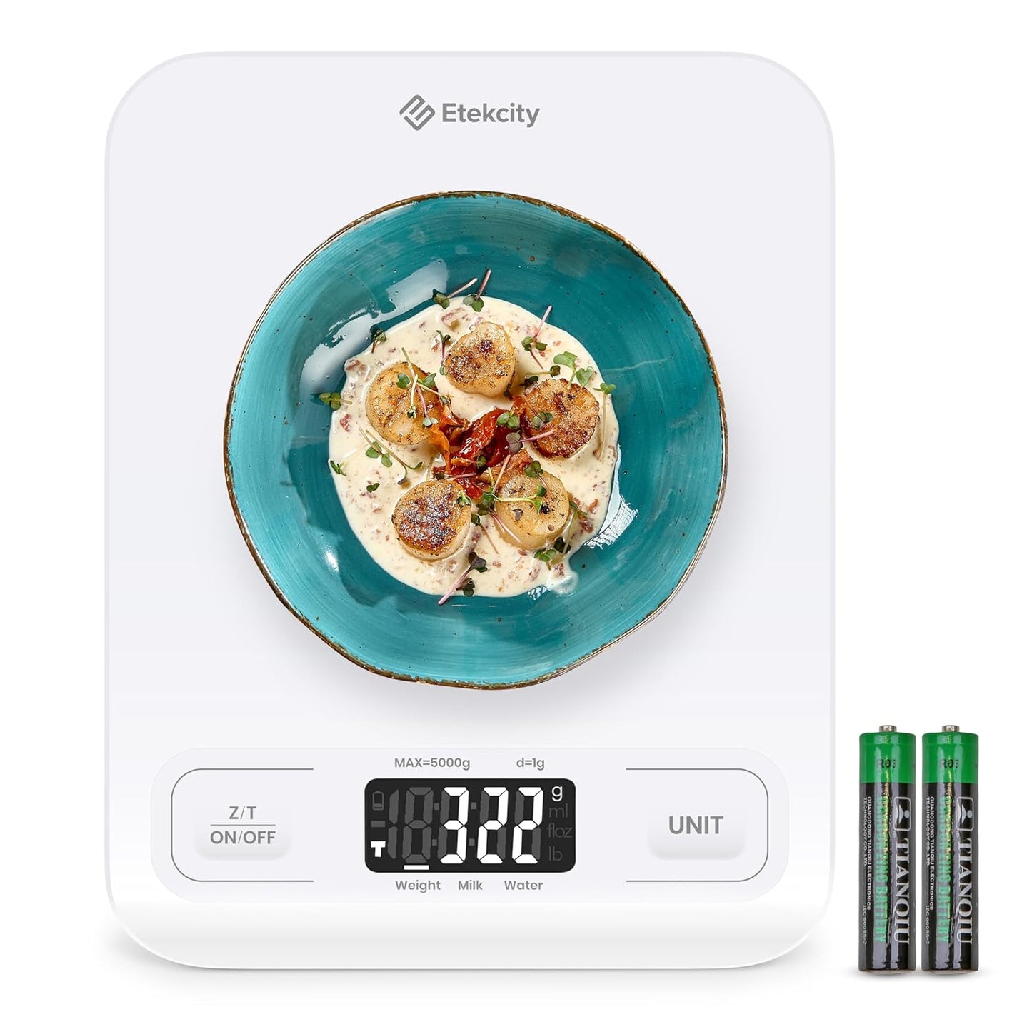 Digital Kitchen Scale - Accurate Grams & Ounces Measurement for Weight Loss, Baking & Meal Prep | Medium 304 Stainless Steel