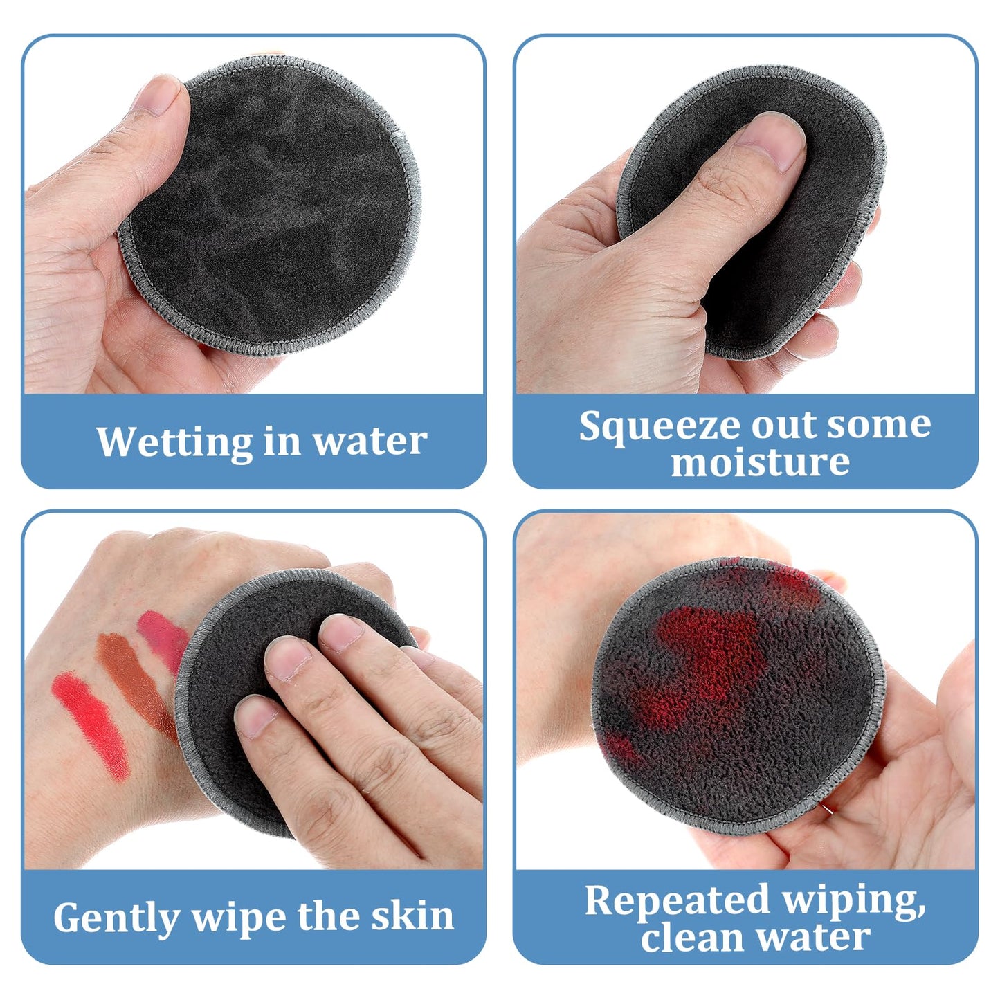 JIEYAO 24Pcs Reusable Makeup Remover Pads for Face, Soft Microfiber Makeup Remover Cloths with Mesh Bag Washable Rounds Toner Pads