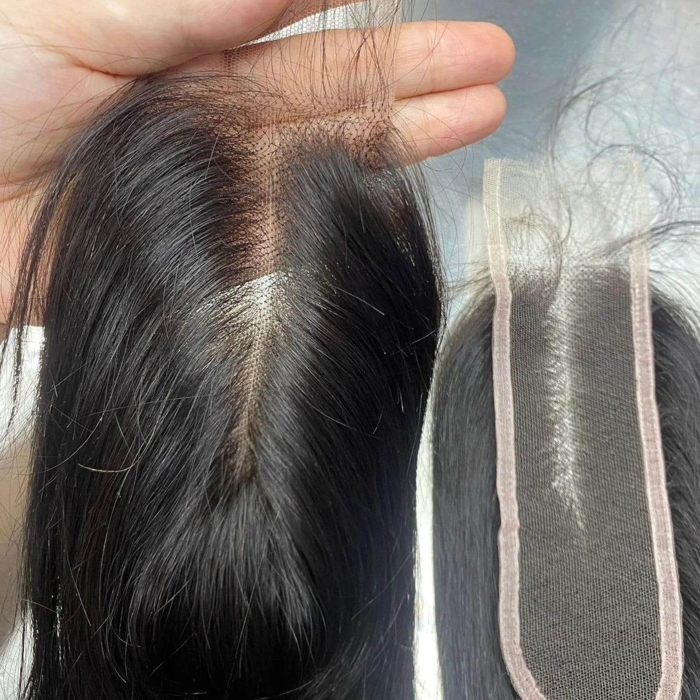 2x6 Hd Lace Closure, Middle part Straight Human Hair Closure Invisible Transparent HD Lace, 14 Inch 2 by 6 Lace Frontal Closure Only Bleached Knot Pre-Plucked Natural Hairline Natural black 14inch