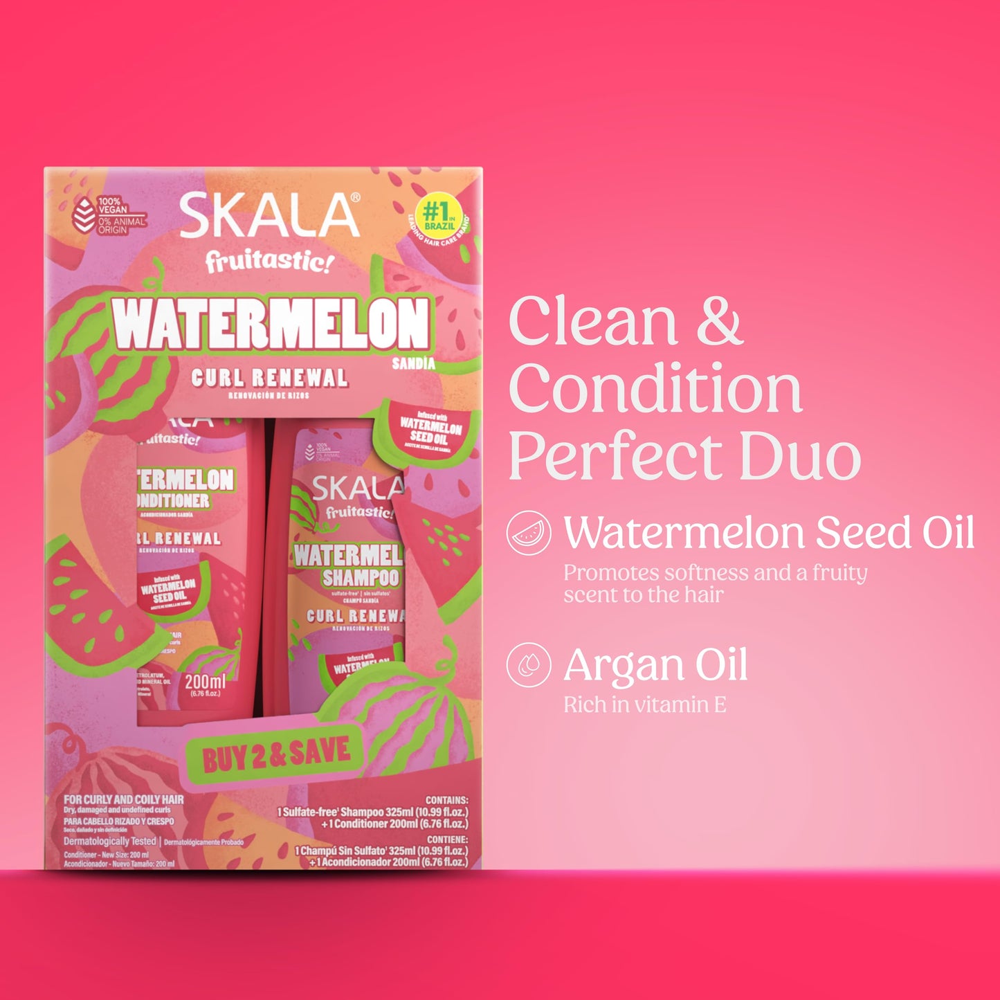 Skala Watermelon Hydration & Curl Renewal Shampoo and Conditioner Kit (325 ml & 200 ml)