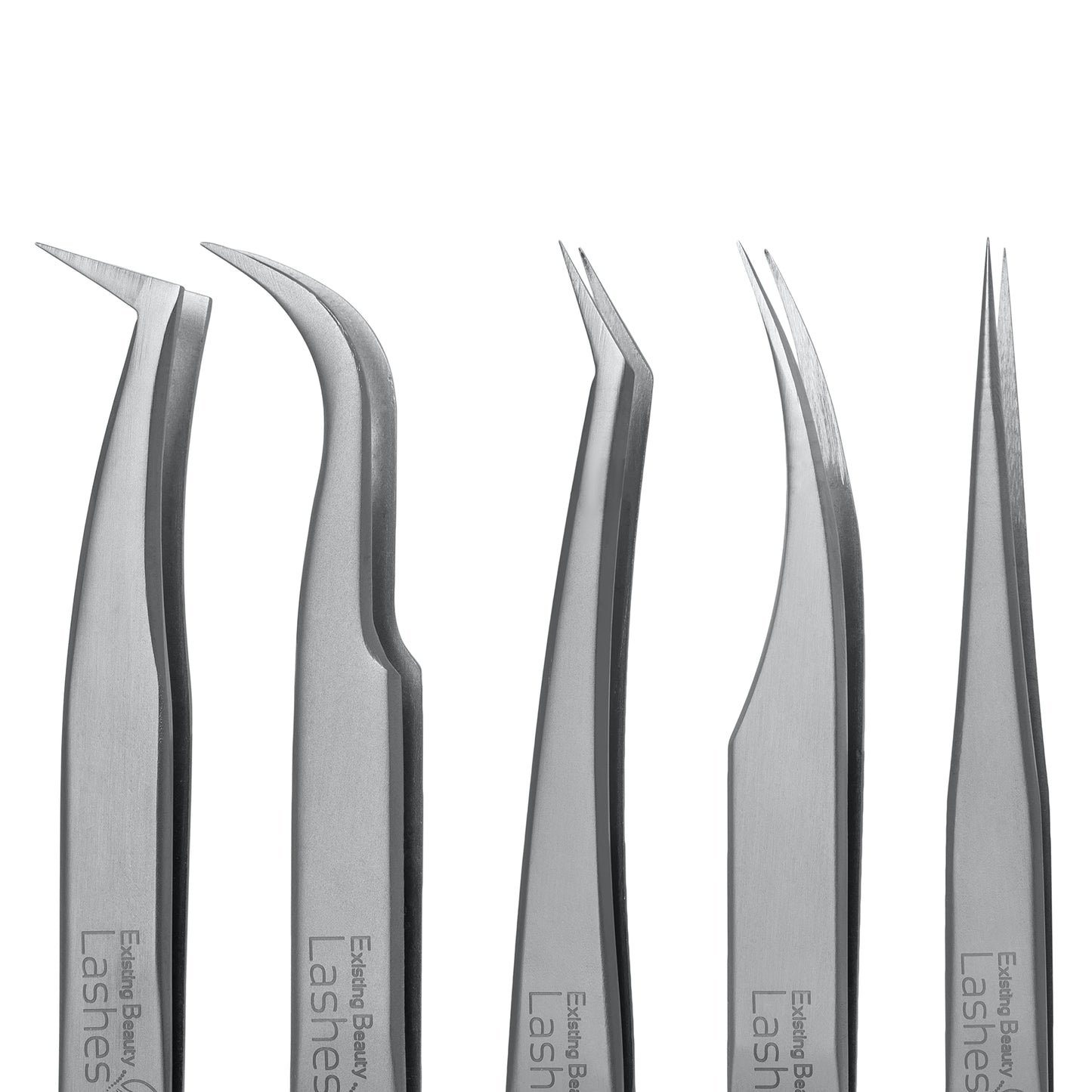 Eyelash Extension Tweezers - 5 PCS of Lash DIY Precision Set, Curved Volume Lash Tweezers - Cluster Application and Removal of Eye Lashes Extensions Stainless Steel