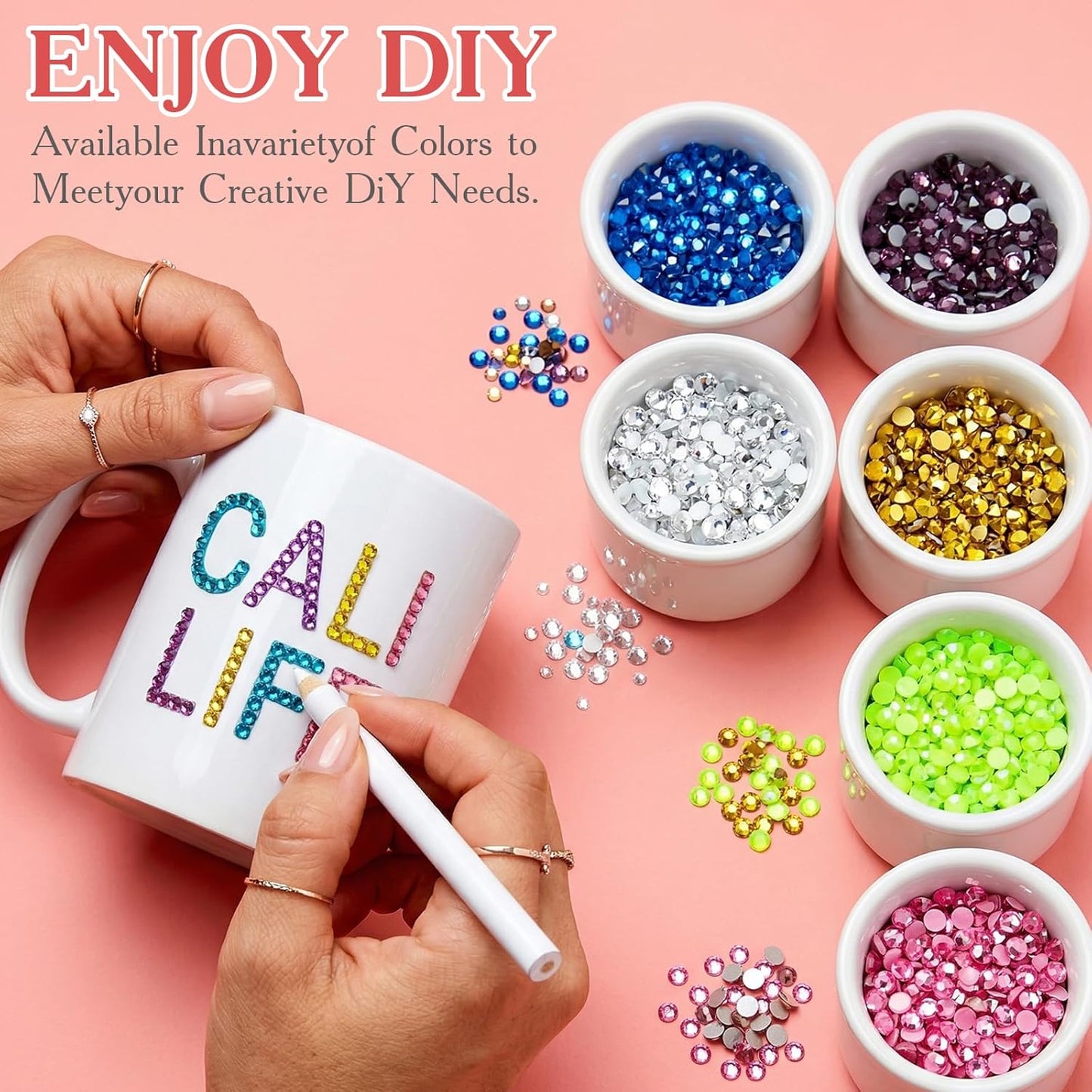 Bedazzling Rhinestone Kit - 80,000 Pcs 3mm Flatback Gems for Crafts, Nail Art & Clothing | 42 Colors, Glue & Tools Included