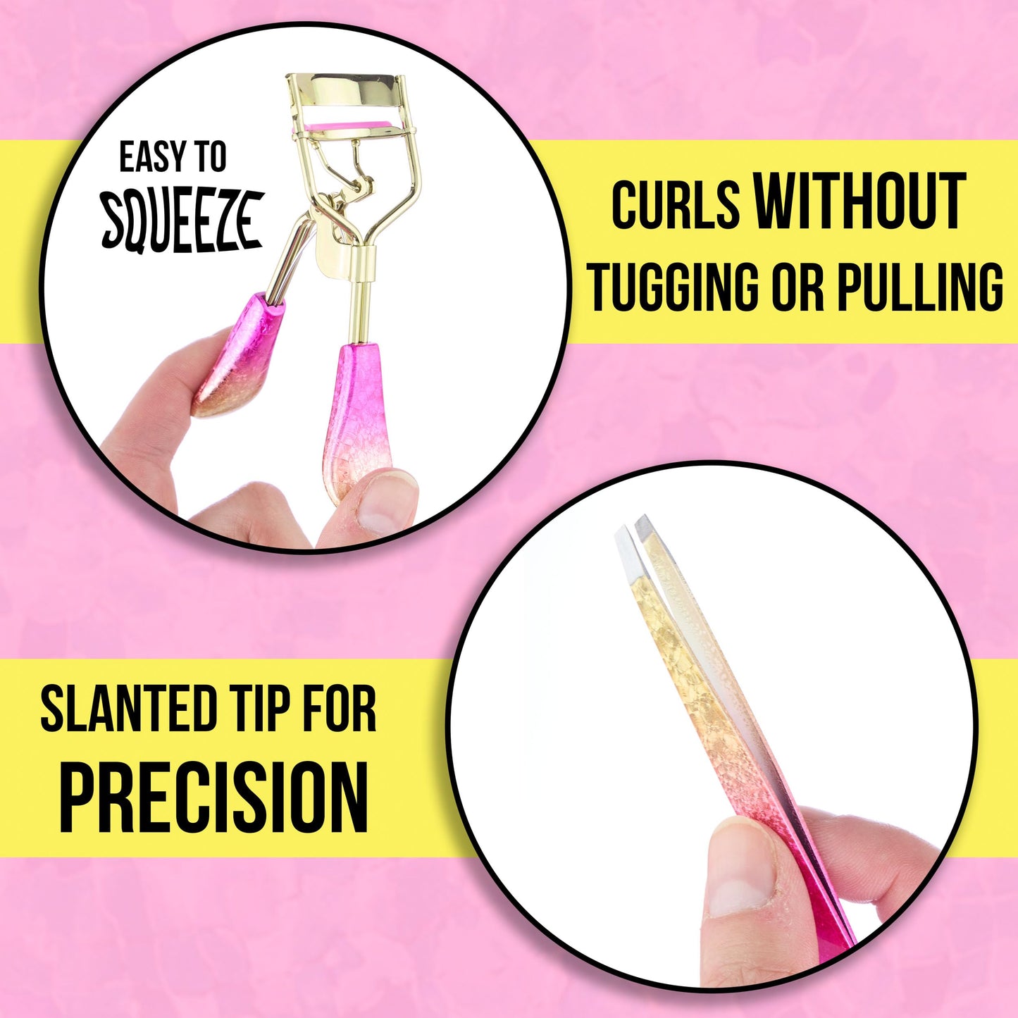 2pc Precision Eyelash Curler & Tweezer Set – Lash Curler & Lash Tweezers for False Eyelash Strips | False Eyelash Applicator Tool Kit | Essential Lash Accessories for Women
