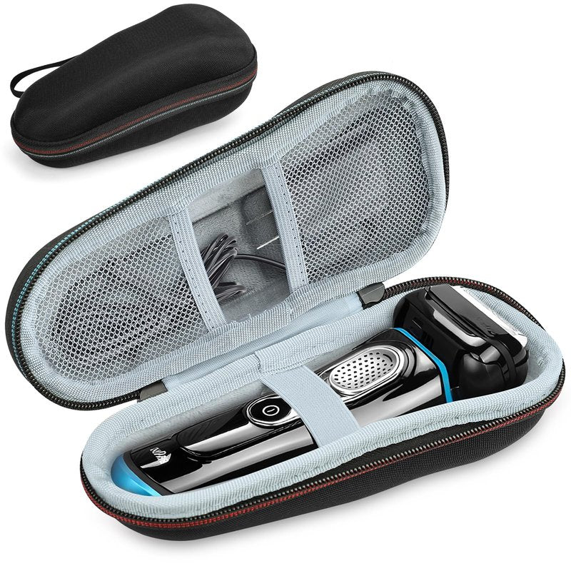 SyuCeia Braun Shaver Travel Case - Hard EVA Protective Holder for Series 3/5/6/7/8/9 Pro+ & All Models (Fits 3s, 5s, 7s, 8s, 9s)-Water-Resistant Men's Electric Razor Storage Pouch for Gym & Vacation