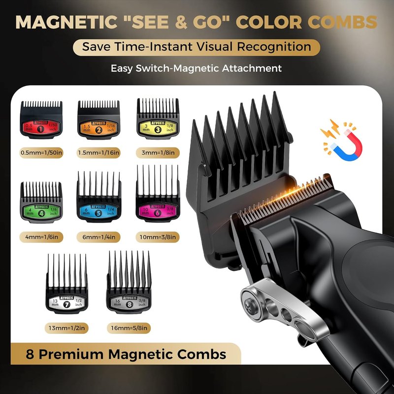 Professional Hair Clippers for Men - Cordless Barber Clippers for Precision Cutting | Ergonomic Design