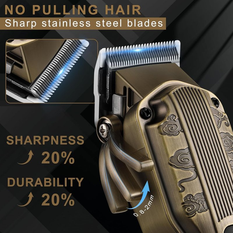 Scttomon Professional Hair Clipper for Men Hair Cutting Kit Men's Beard Trimmer Hair Trimmer Shaver Cordless Barber Clippers and Trimmers Set Bronze