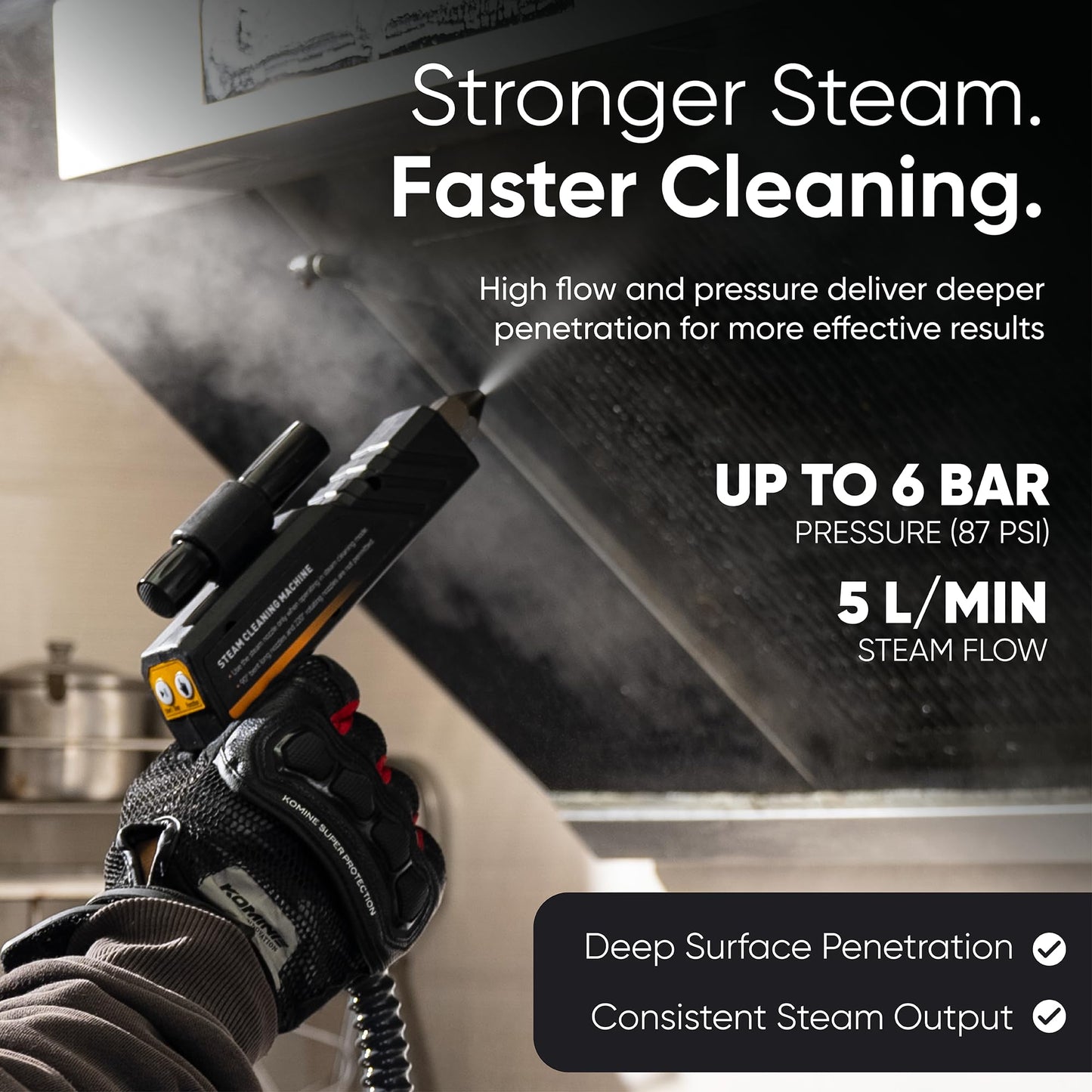 5-in-1 High Pressure Steam Cleaner, Portable Commercial Steamer for Grout, Tile, Car & Home Cleaning, 6 Bar High Heat Multi-Surface Cleaner, 2200W, 110V