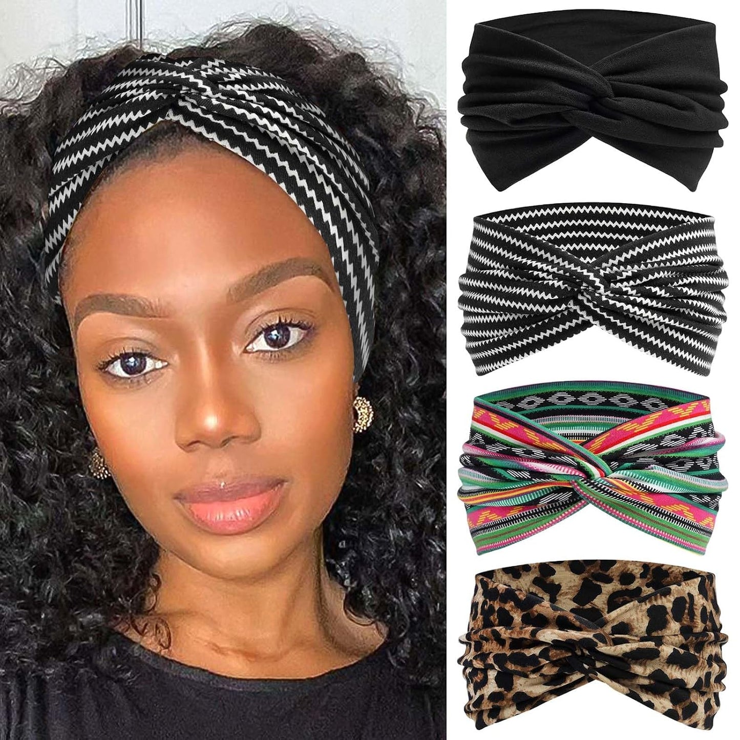Bandana Headbands for Women - Large Turban Wraps | Knotted Criss Cross Design, Perfect for Workouts