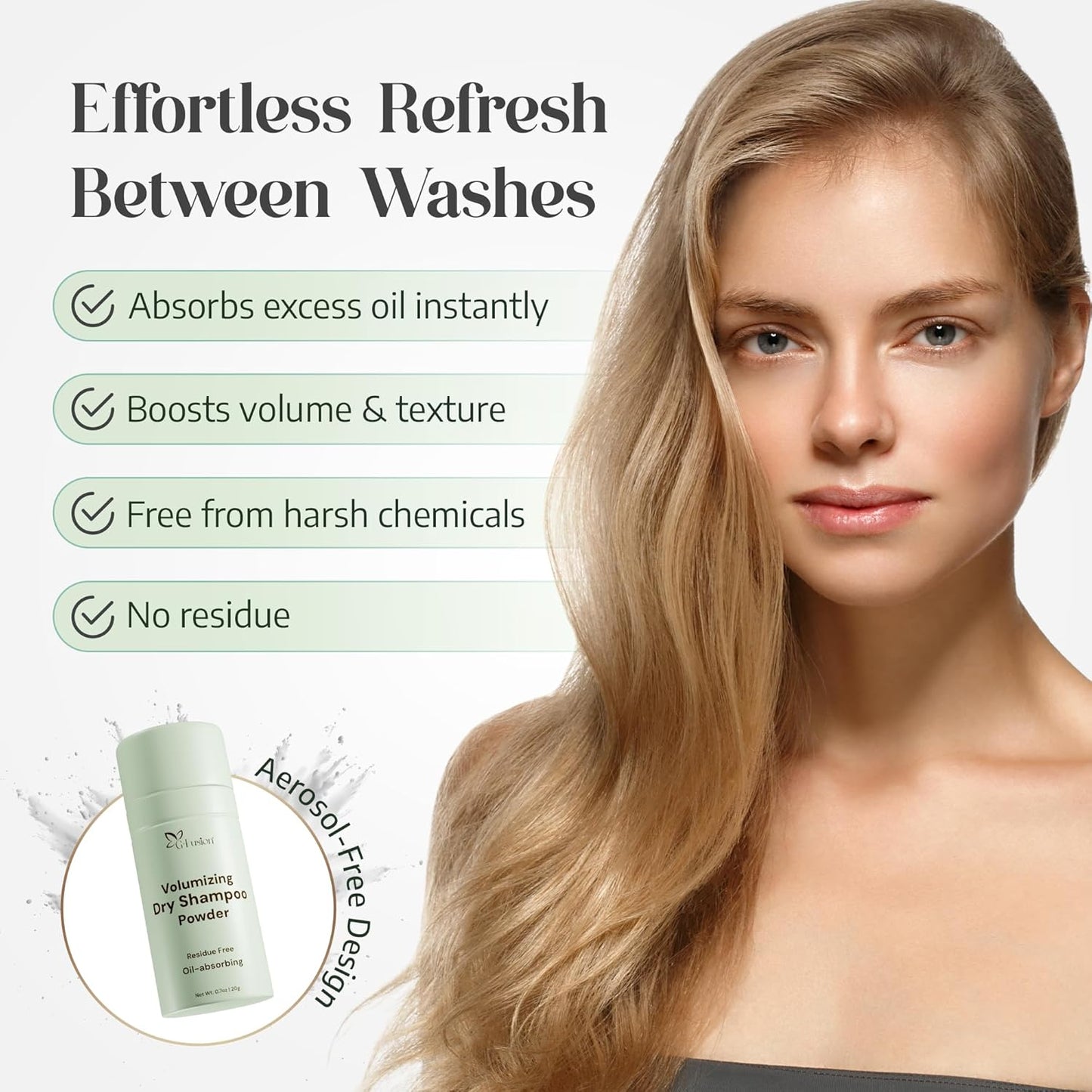Volumizing Dry Shampoo Powder - Refreshes Hair, Absorbs Oil & Boosts Volume | Travel Size Non-Aerosol Formula