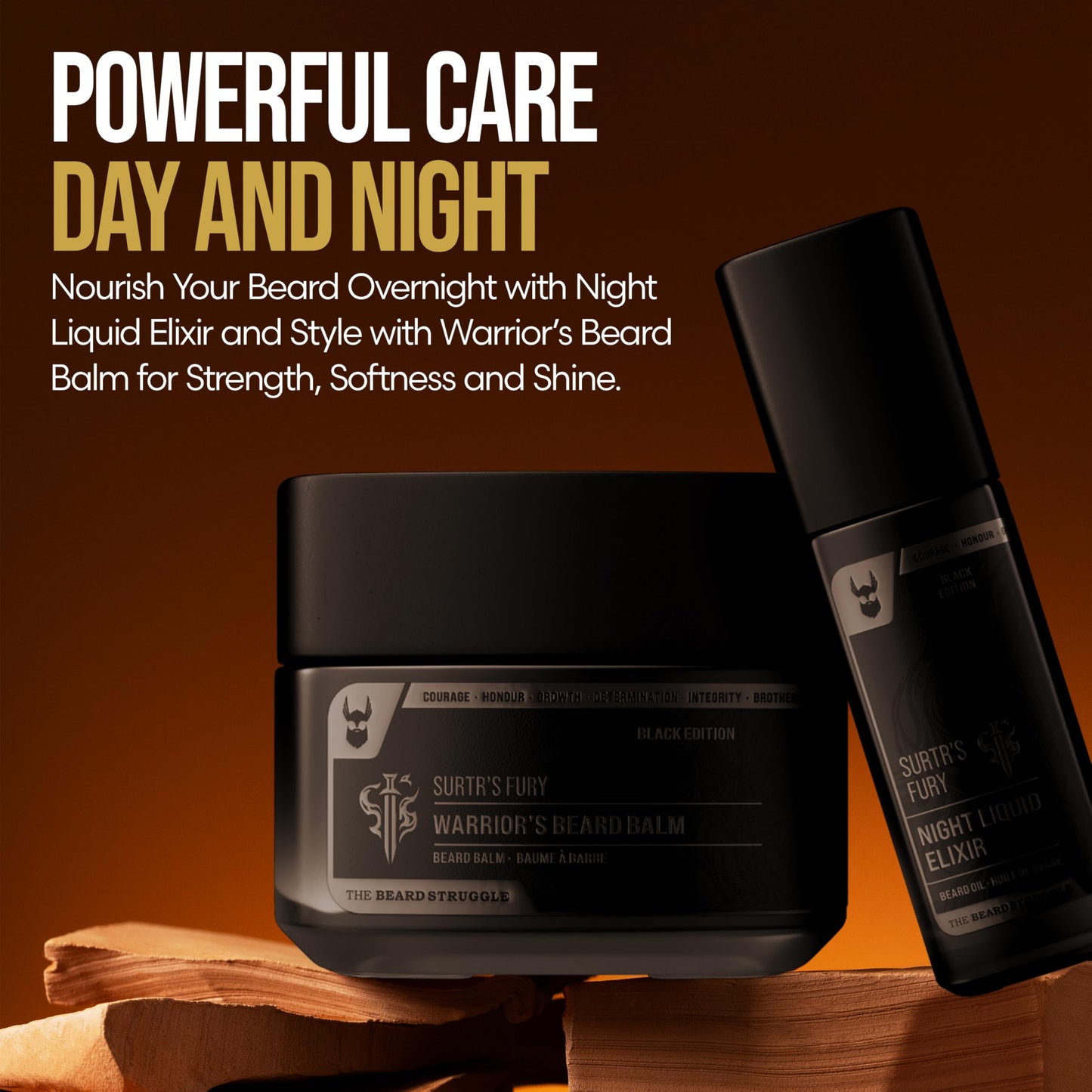 The Beard Growth Kit - Essential Grooming Set with Balm, Oil, Wash & Conditioner for Men - Surtr's Fury Platinum Collection