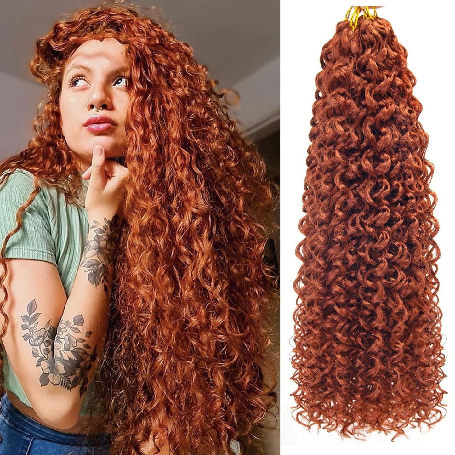 Water Wave Crochet Hair Extensions - Blonde Synthetic Bohemian Braids | 14 Inch Deep Wave (27#)