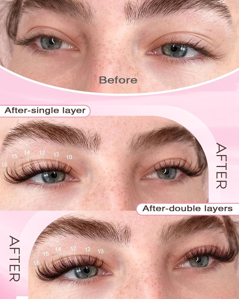 Brown Lash Clusters - Natural Wispy Eyelash Extensions for Soft Glam | 300 Pcs, C Curl, Waterproof (10-16mm)