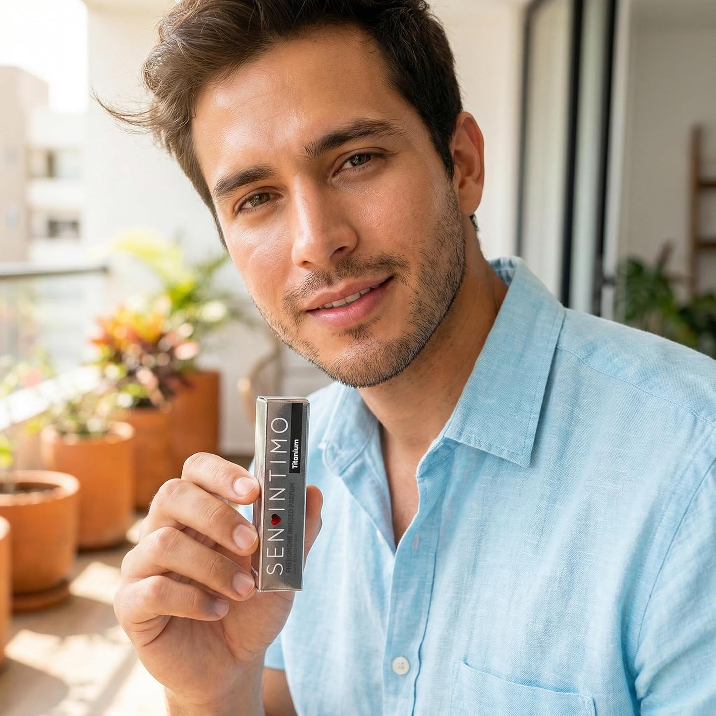 Sen Intimo Pheromone Infused Perfume for Men - Titanium Edition | High-Concentration Rollerball, 10ml Travel Size
