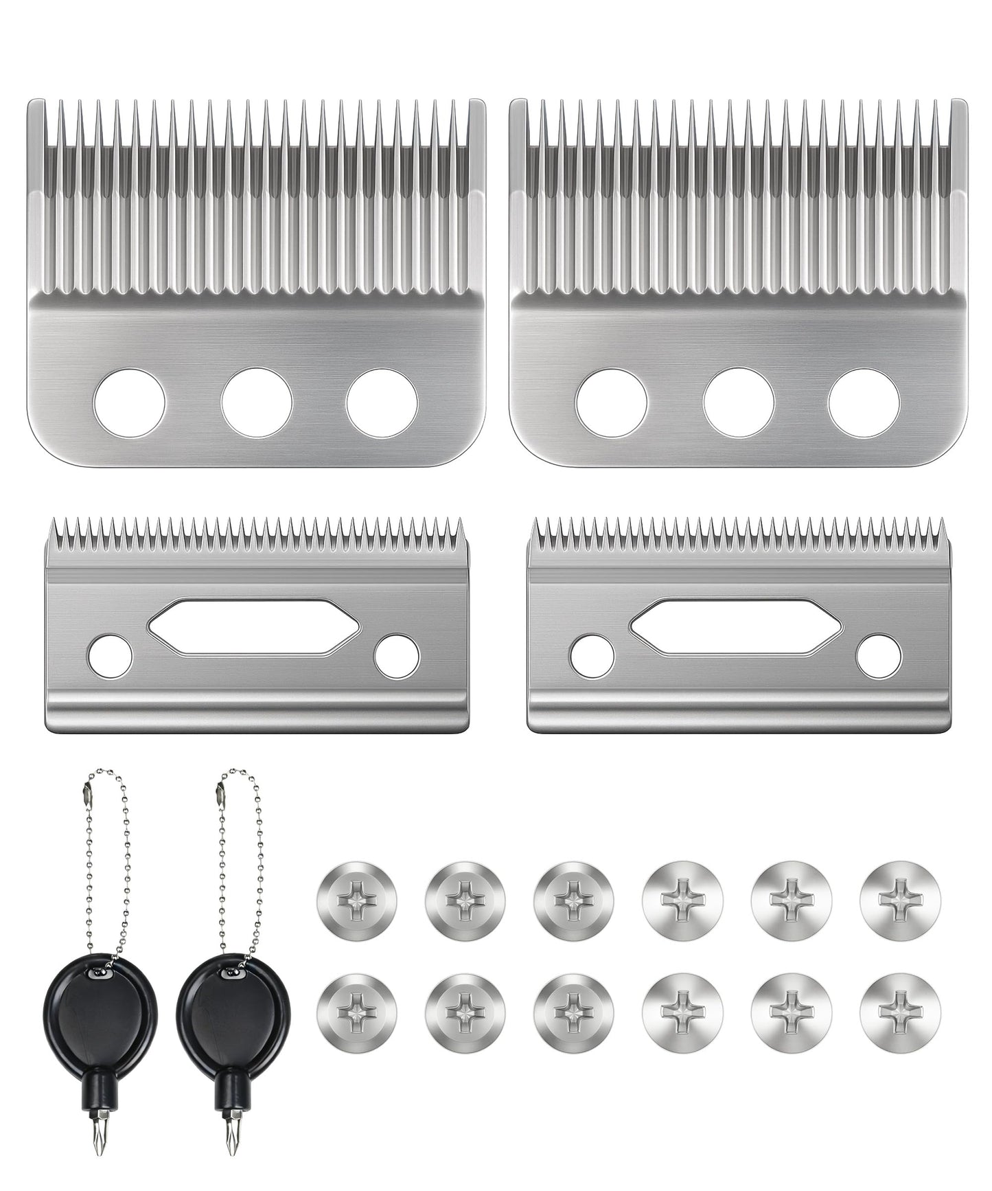 Professional 3-Hole Adjustable Clipper Blade Replacement Compatible with Wahl Designer, Senior, Cordless Designer, Pilot & Sterling Clippers, 1–3 mm Fade Blade (2 Pack)