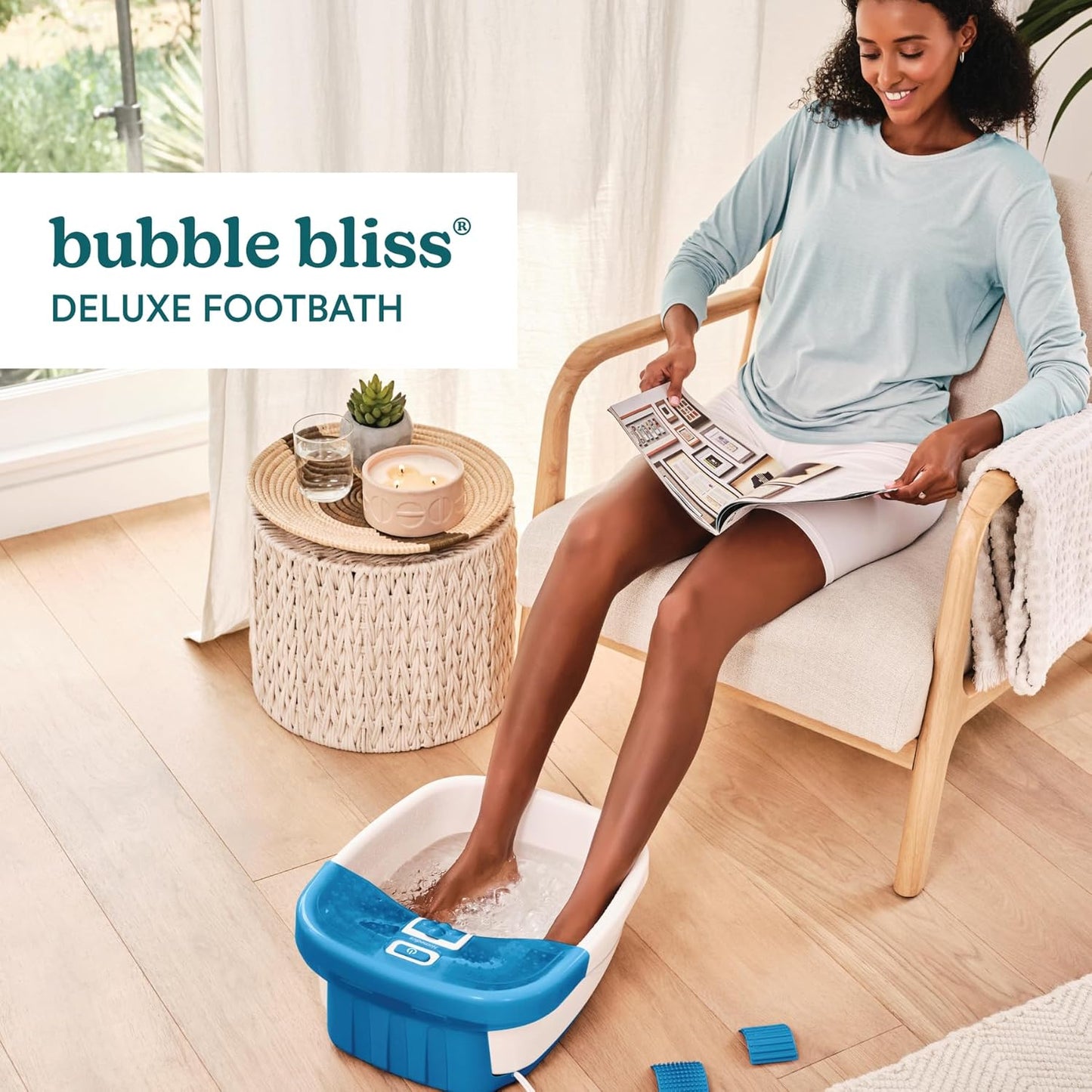 HoMedics Bubble Bliss Deluxe Foot Spa - Heat & Massaging Arch, 3 Acupressure Attachments | Soothes Tired Muscles