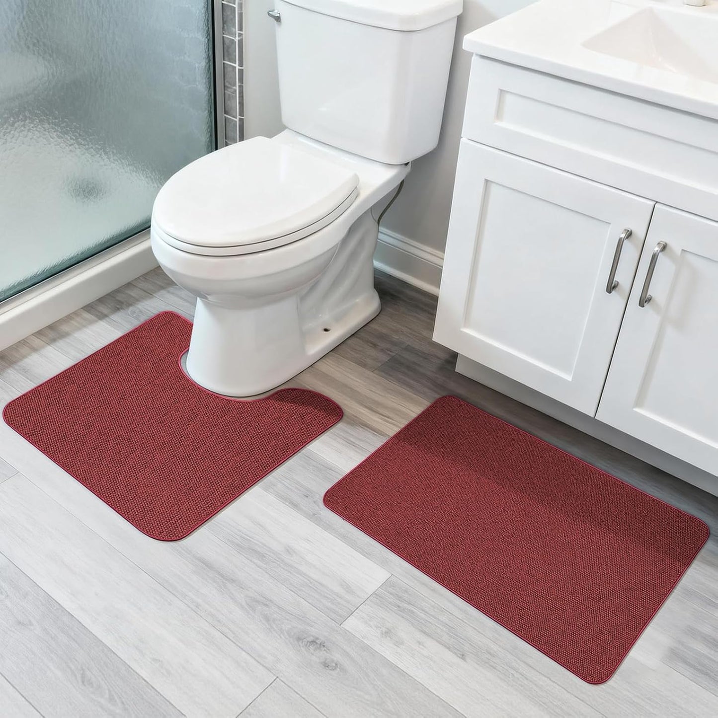 Ultra Thin Bath Mat - Non-Slip Rubber Bathroom Rug, Quick Dry & Absorbent | Grey, 1'5"x2'3" (17x27 Inch)
