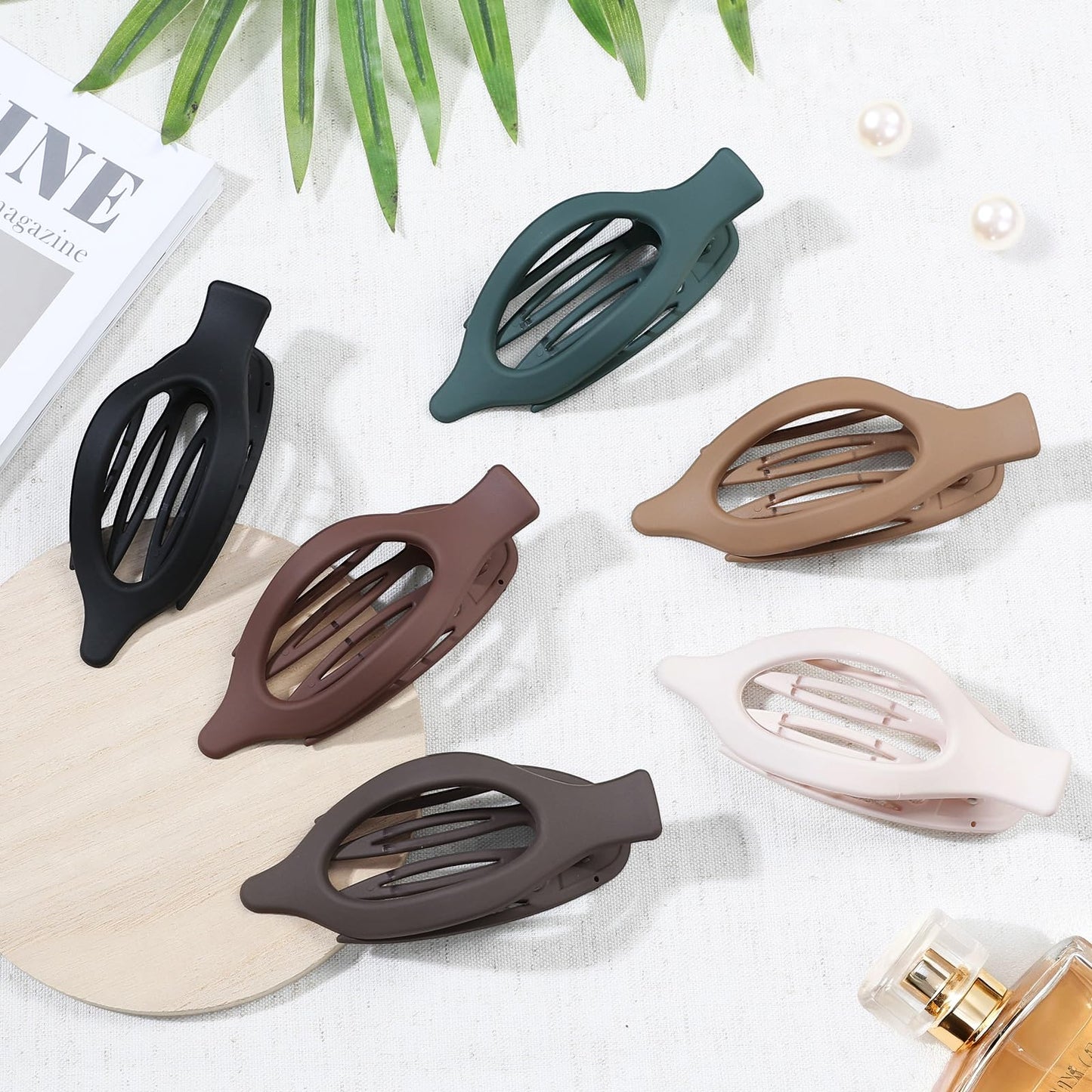 Flat Hair Clips for Women - 6 PCS French Flat Claw Clips Medium Hair Clips for Girls Large Hair Claw Clips for Thick or Thin Hair Strong Hold No Slip Hair Accessories for women (Basic)