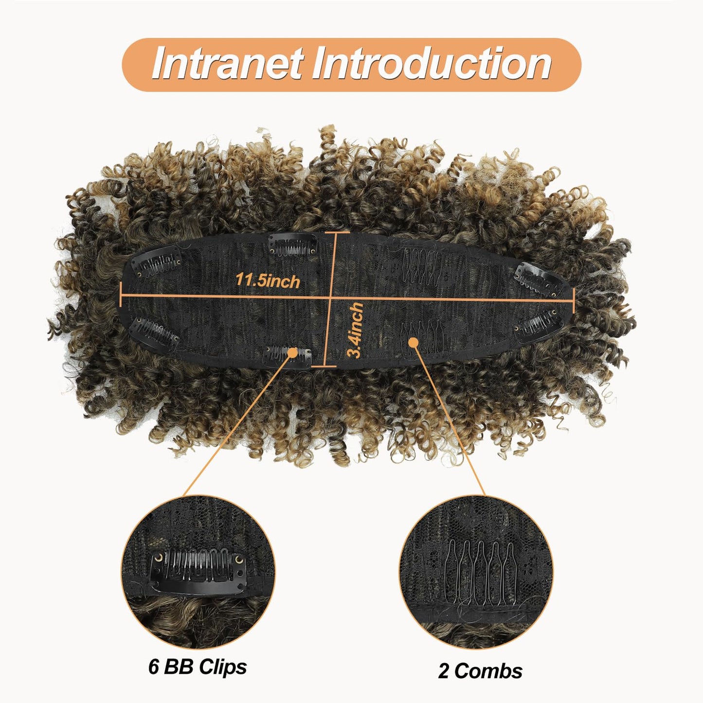 Kinky Curly Blonde Mohawk Wig - Short Synthetic Clip-On Ponytail Extension | Fluffy Hair for Daily & Party Use 1B/27