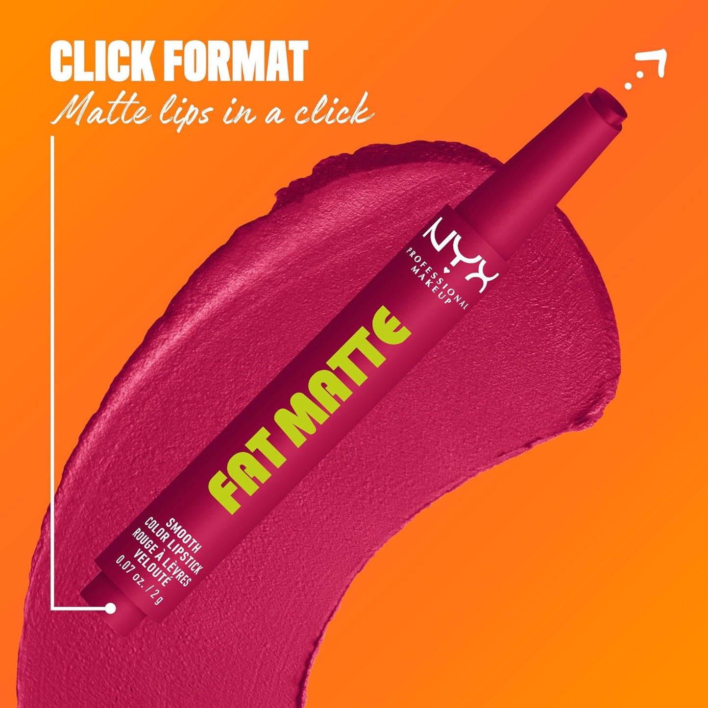 NYX Fat Matte Lipstick | Pigmented, Smoothing, Non-Drying Lip Crayon - Hibiscus Hug (Magenta)