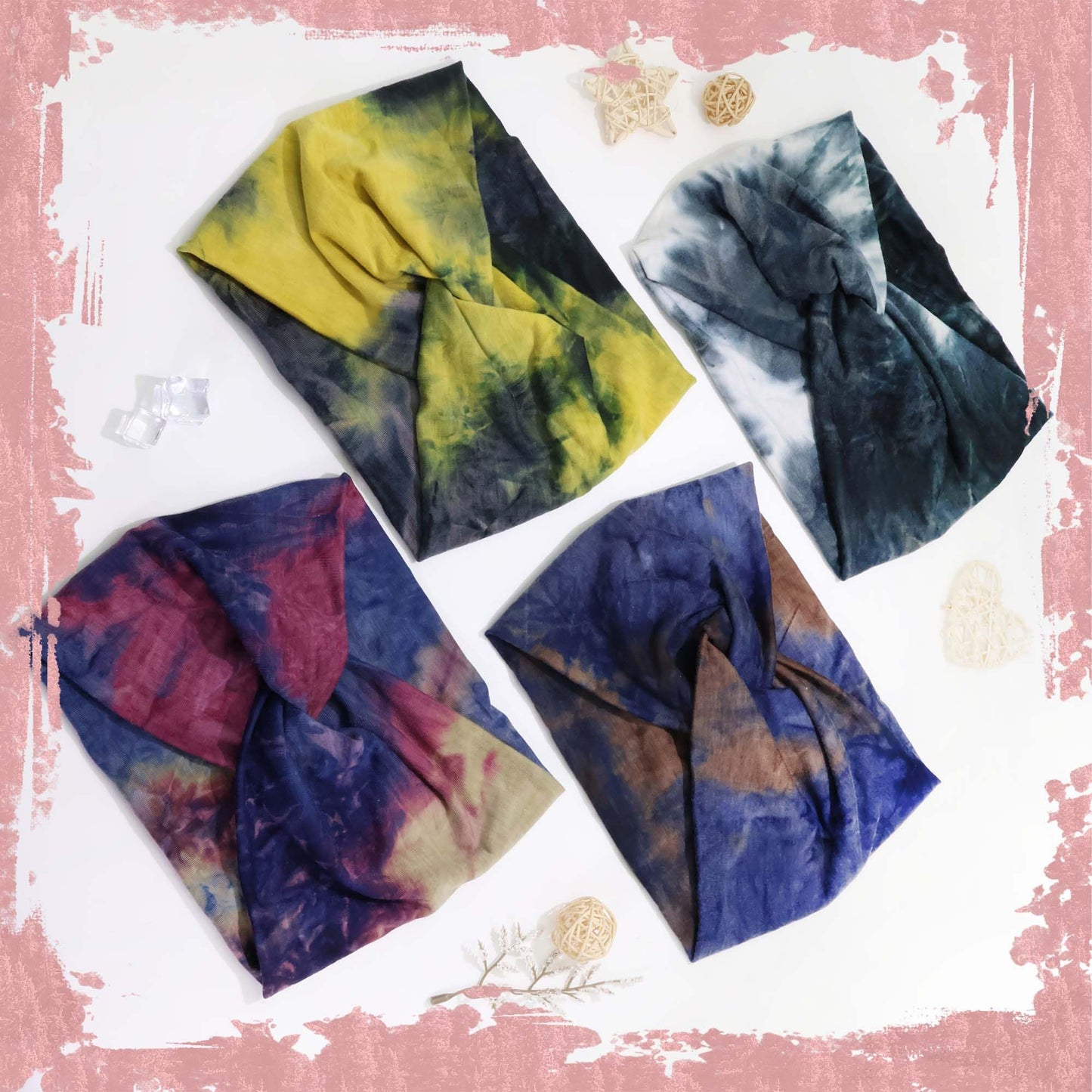 FARSYOD Headbands For Women Tie Dye Head Wraps Wide Turban Head Bands Boho Hair Band Knotted Bandana Headband Non Slip Hair Scarf Criss Cross Turban Fashion Hairband