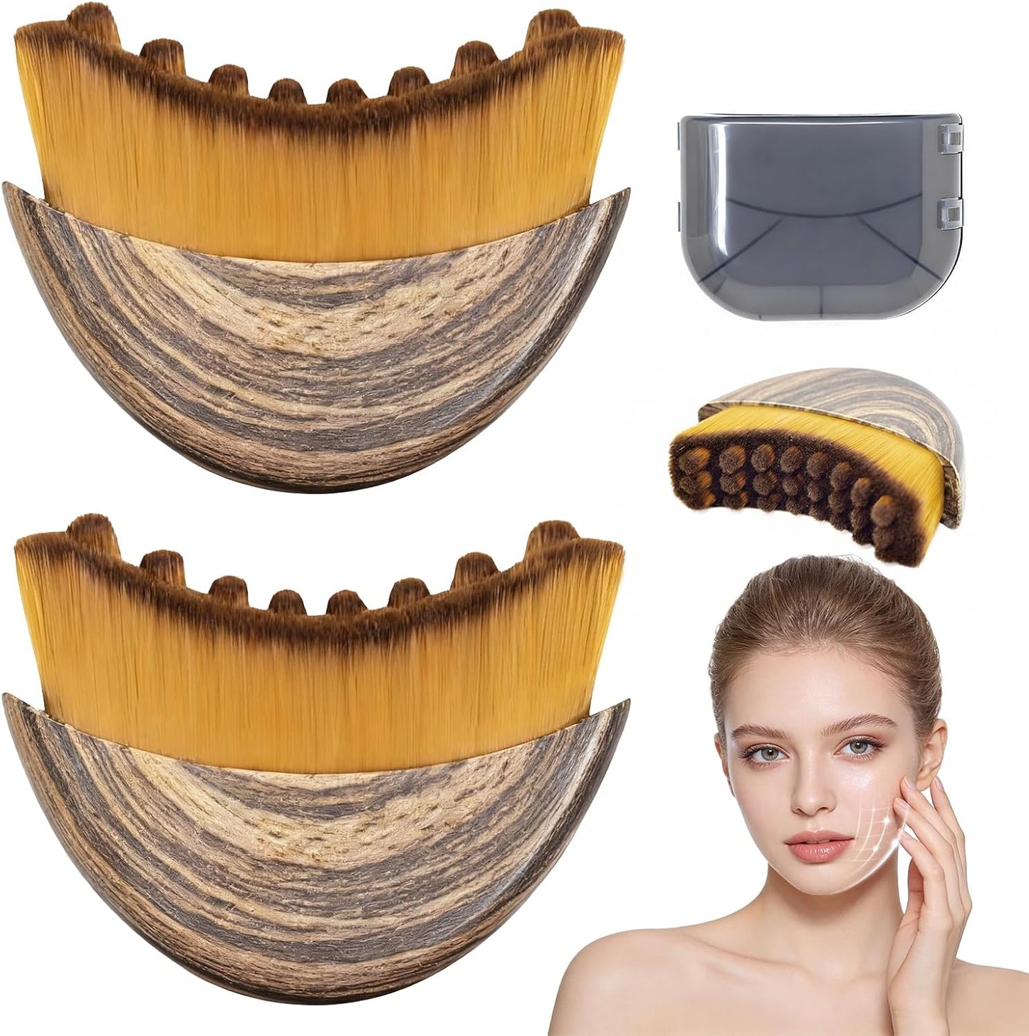 Lymphatic Contour Face Brush Set - Manual Lymphatic Drainage Massager | Soft Hypoallergenic Bristles for Sculpting