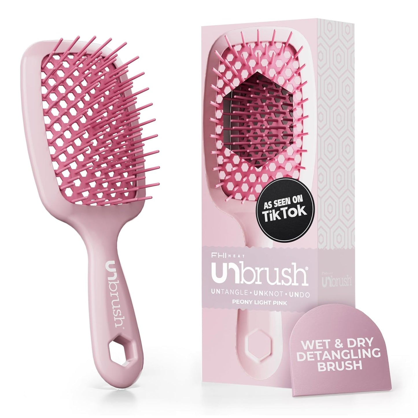FHI Heat Detangling Brush - Pain-Free Brushing for Wet & Dry Hair | Durable DuoFlex Bristles, Lightweight, Cherry Blossom