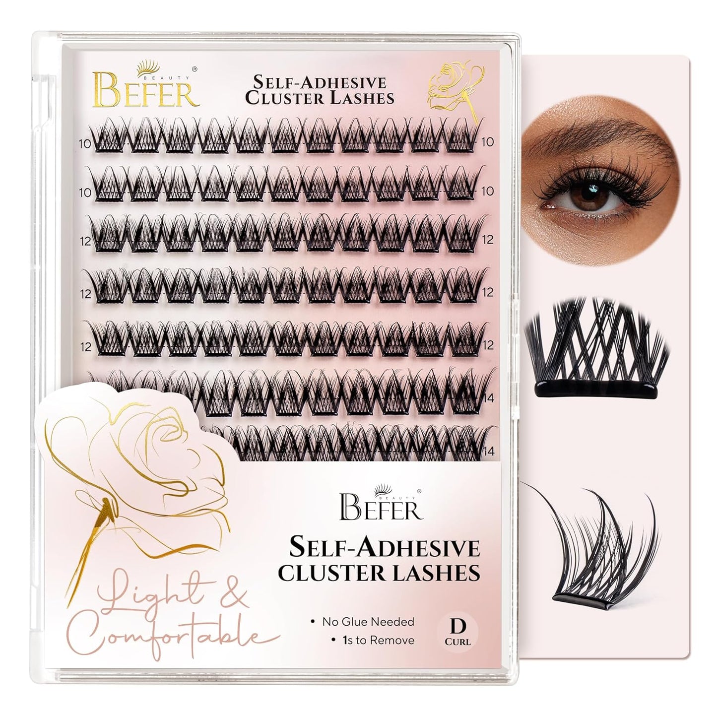 Self-Adhesive Eyelash Clusters - D Curl 10-16MM | Natural Look, Reusable & Easy DIY Application