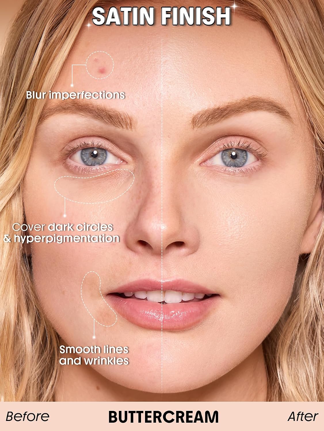 Satin Foundation - Skin Sync Formula for Flawless Finish | Buttercream Shade