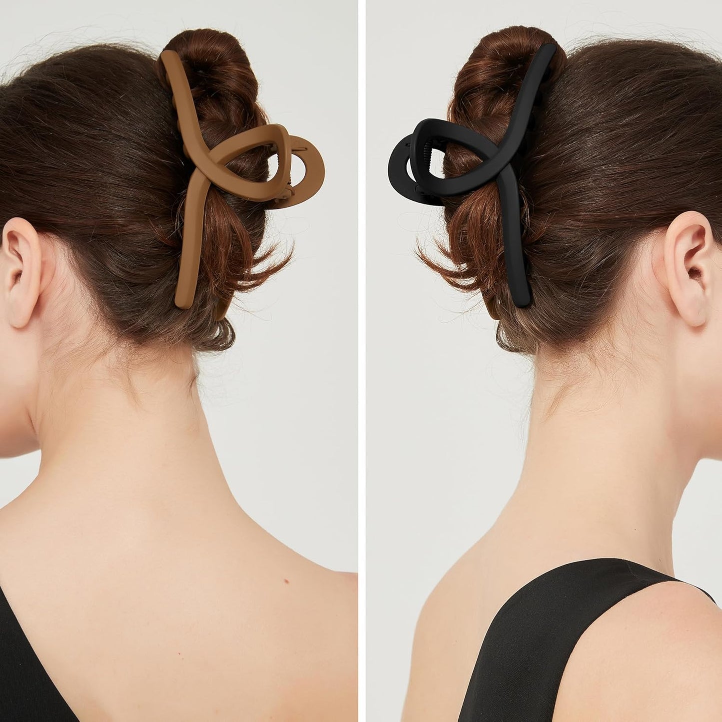 Extra Large Claw Clips - Jumbo Non-Slip Butterfly Hair Clips for Thick & Long Hair | 2 Pack in Black & Brown
