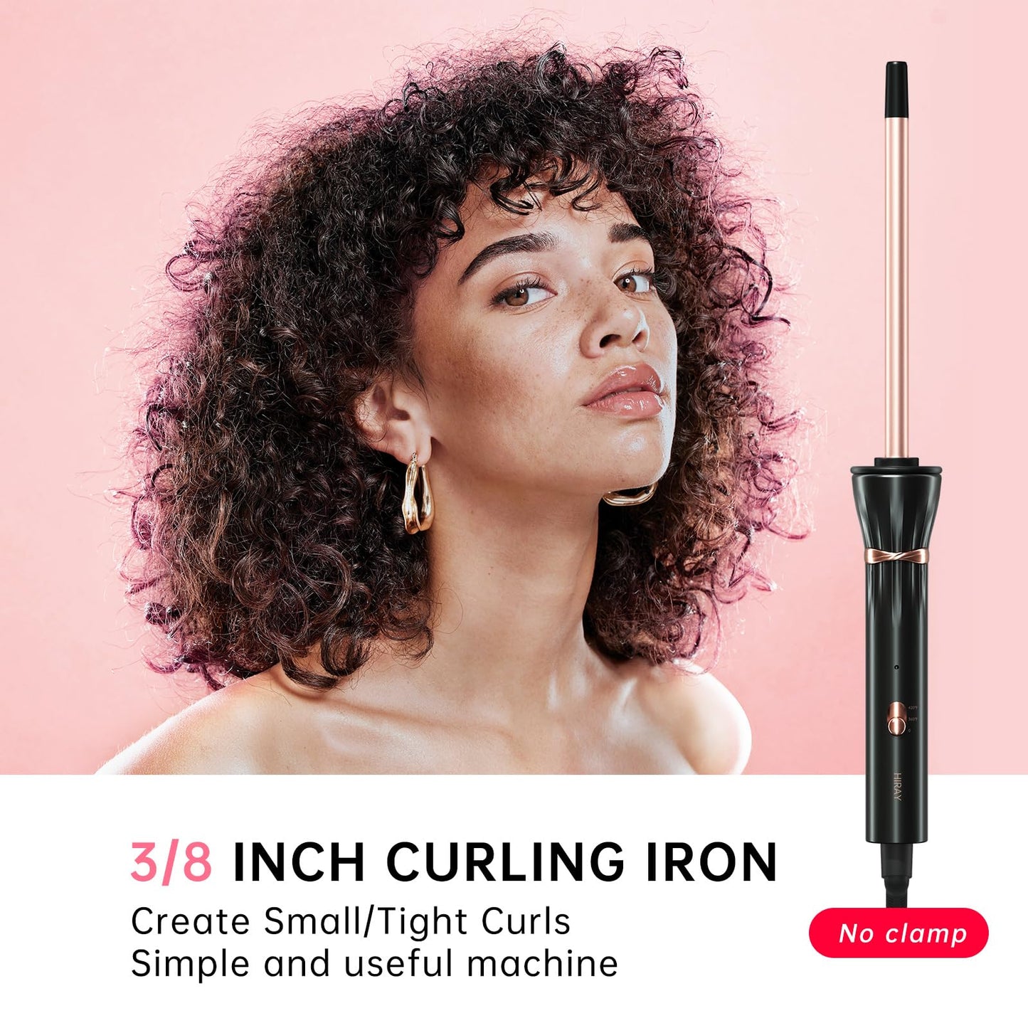 Hahahope 3/8 Inch Curling Wand,9mm Tiny Curling Wand,Ceramic Small Barrel Curling Iron with Adjustable Temperature,Fast Heating,for Short & Long Hair
