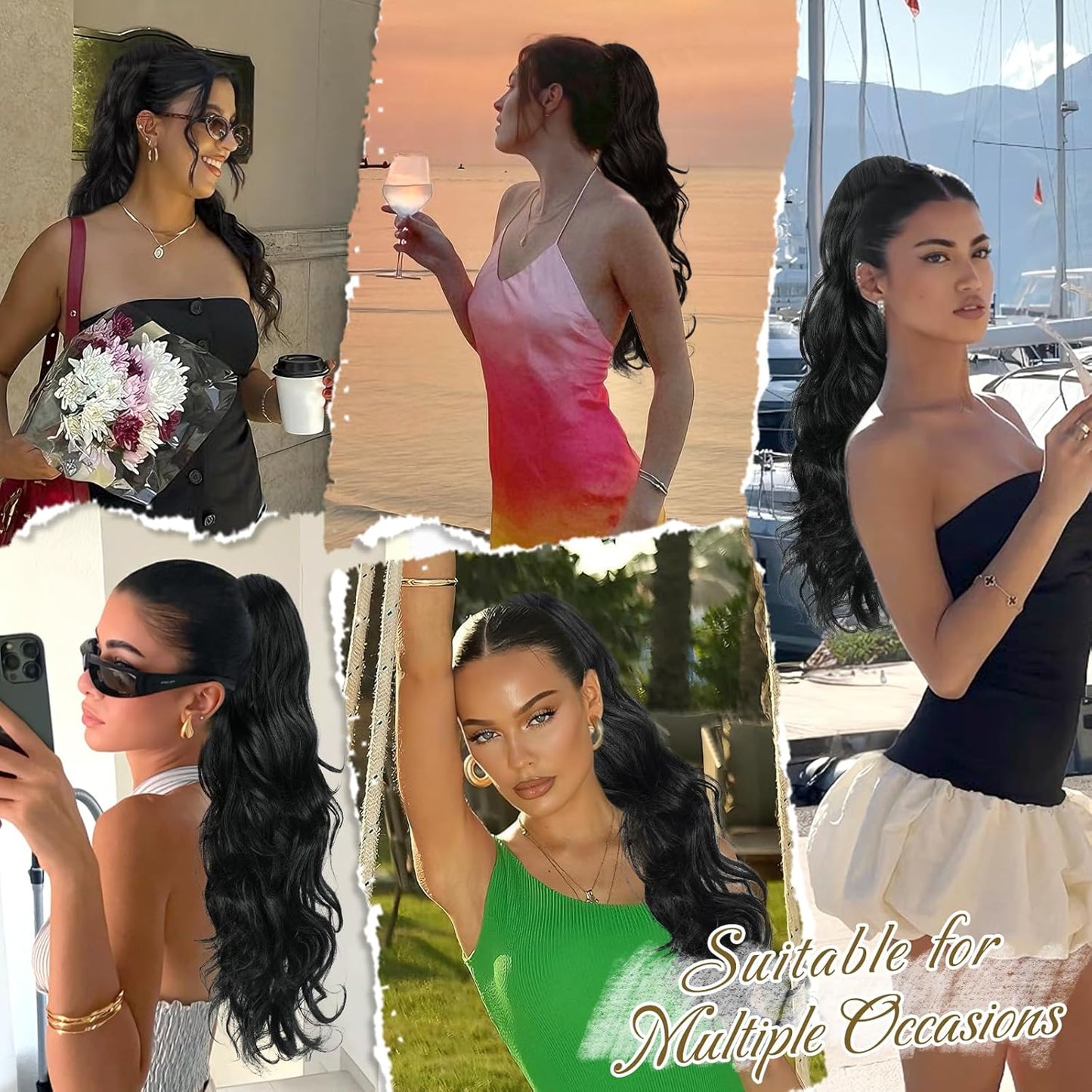 Brown Wavy Curly Ponytail Extension - 20 Inch Synthetic Drawstring Hairpiece for Women | Perfect for Daily and Party Use