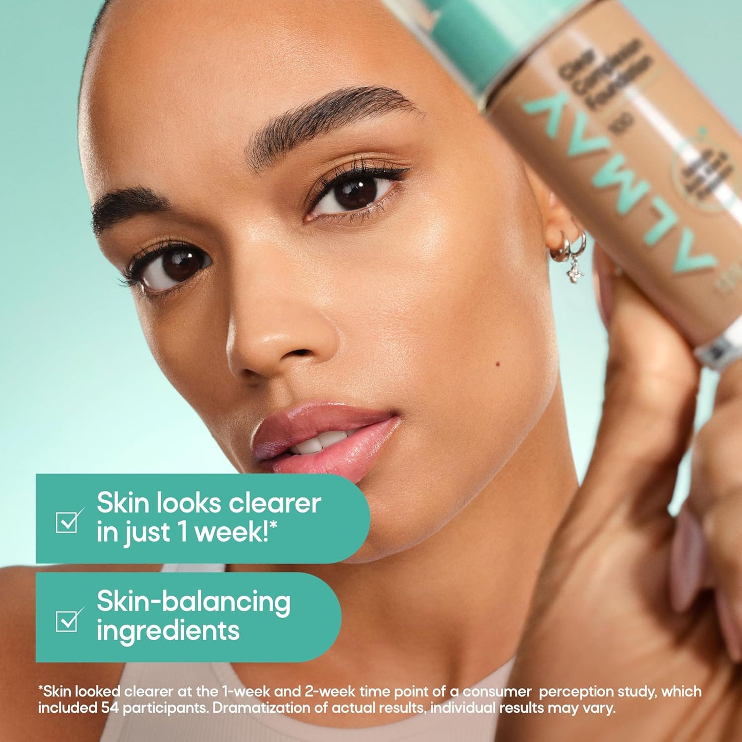 Almay Clear Complexion Foundation - Oil-Free Makeup for Acne-Prone Skin | Buildable Coverage, Soft-Matte Finish, 1 fl oz