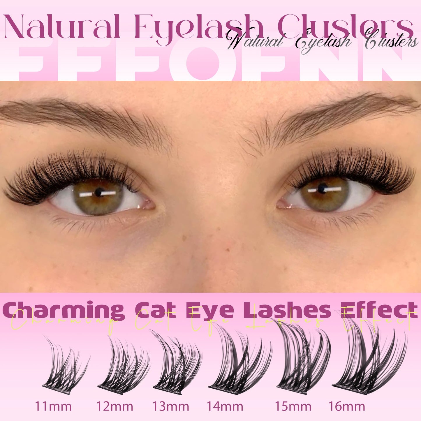 Wispy Lash Clusters Natural Eyelash Clusters C Curl Cluster Eyelash Extensions Cat Eye Lashes Clusters Spider Lahes Pestañas Postizas Naturales by Eefofnn (11-16 mm)