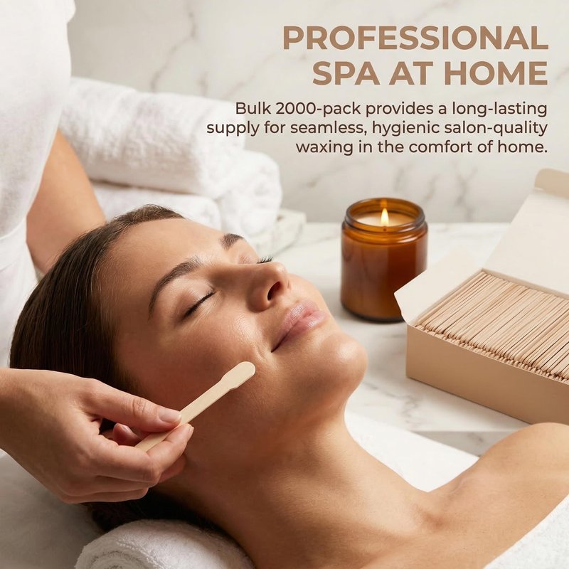 Hedume 2000 Pack Wax Spatulas Whaline Wood Waxing Applicator Sticks Small for Hair Removal Eyebrow Body