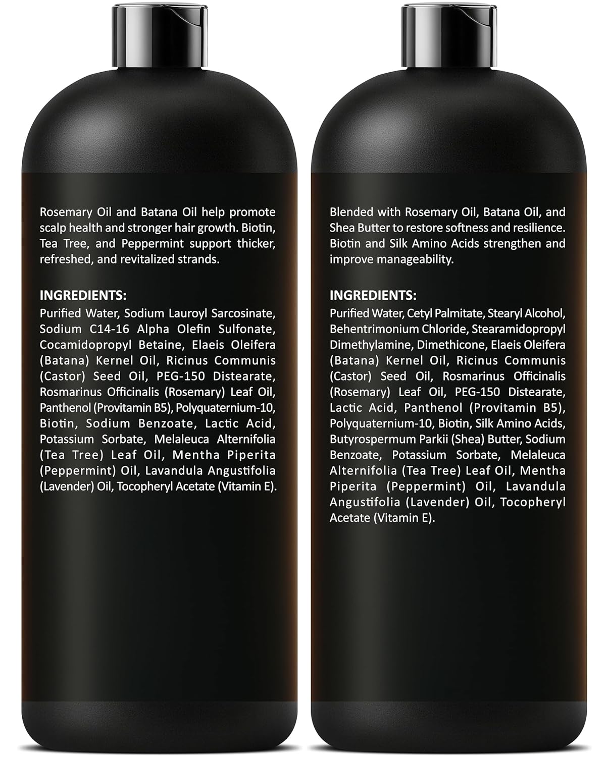 Rosemary Oil Shampoo and Conditioner Set - Sulfate-Free Thickening Formula with Batana Oil & Biotin | 16 fl oz Each | For Men & Women