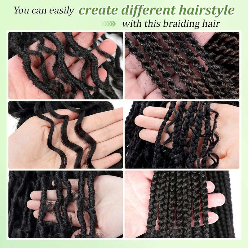 Eerya Long Curly Braiding Hair - 18 Inch Ocean Wave Crochet Hair for Boho Braids | Deep Wave, 2 Packs, 1B